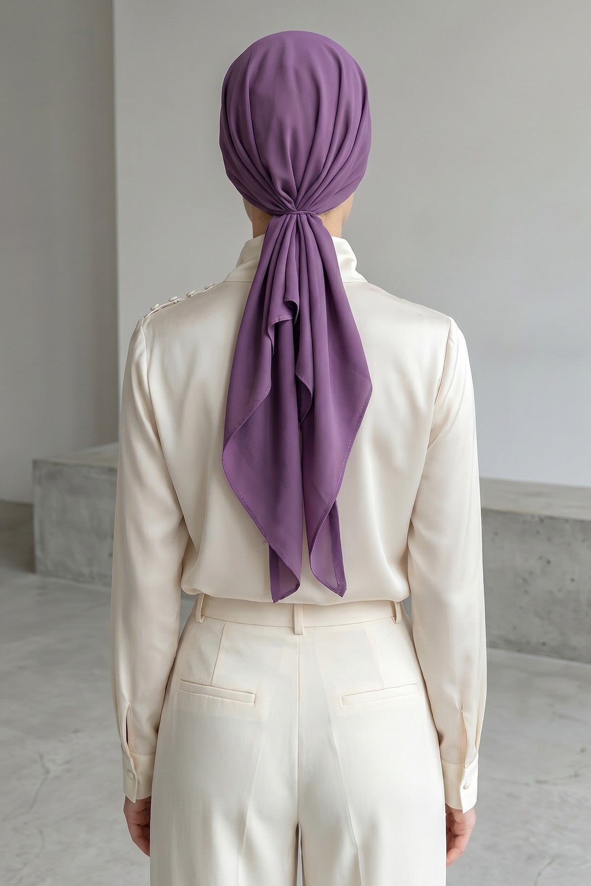 Ready-to-Wear Tie-Back Crepe Hijab Bonnet, Elegant Instant Modest Head Covering,B-101