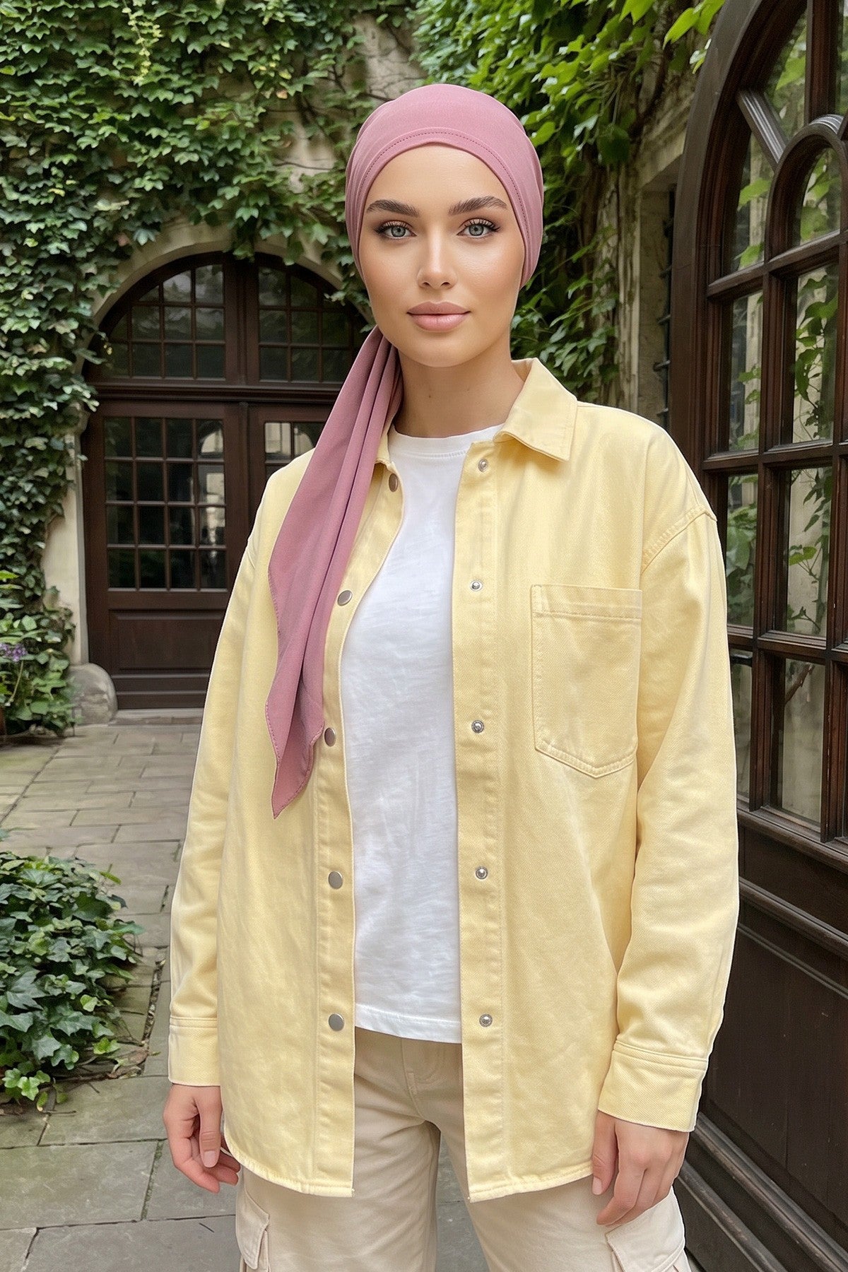 Ready-to-Wear Tie-Back Crepe Hijab Bonnet, Elegant Instant Modest Head Covering,B-101