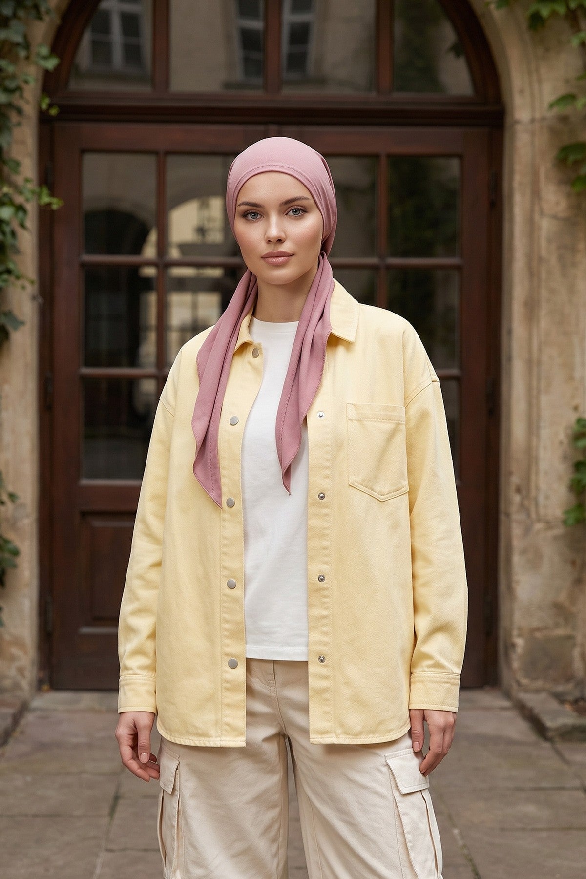 Ready-to-Wear Tie-Back Crepe Hijab Bonnet, Elegant Instant Modest Head Covering,B-101
