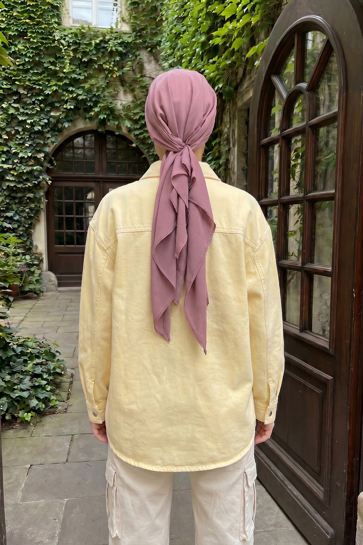 Ready-to-Wear Tie-Back Crepe Hijab Bonnet, Elegant Instant Modest Head Covering,B-101