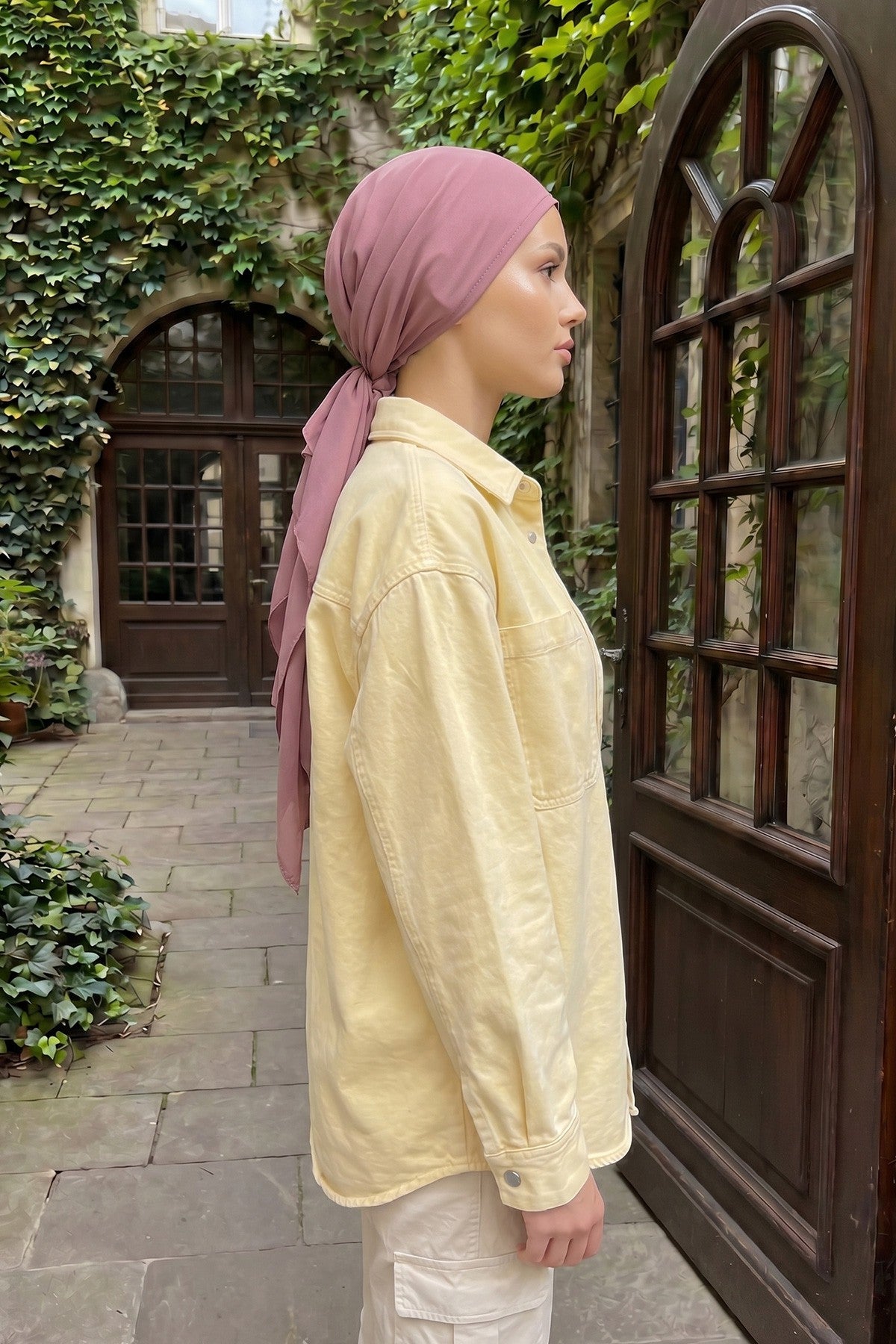 Ready-to-Wear Tie-Back Crepe Hijab Bonnet, Elegant Instant Modest Head Covering,B-101