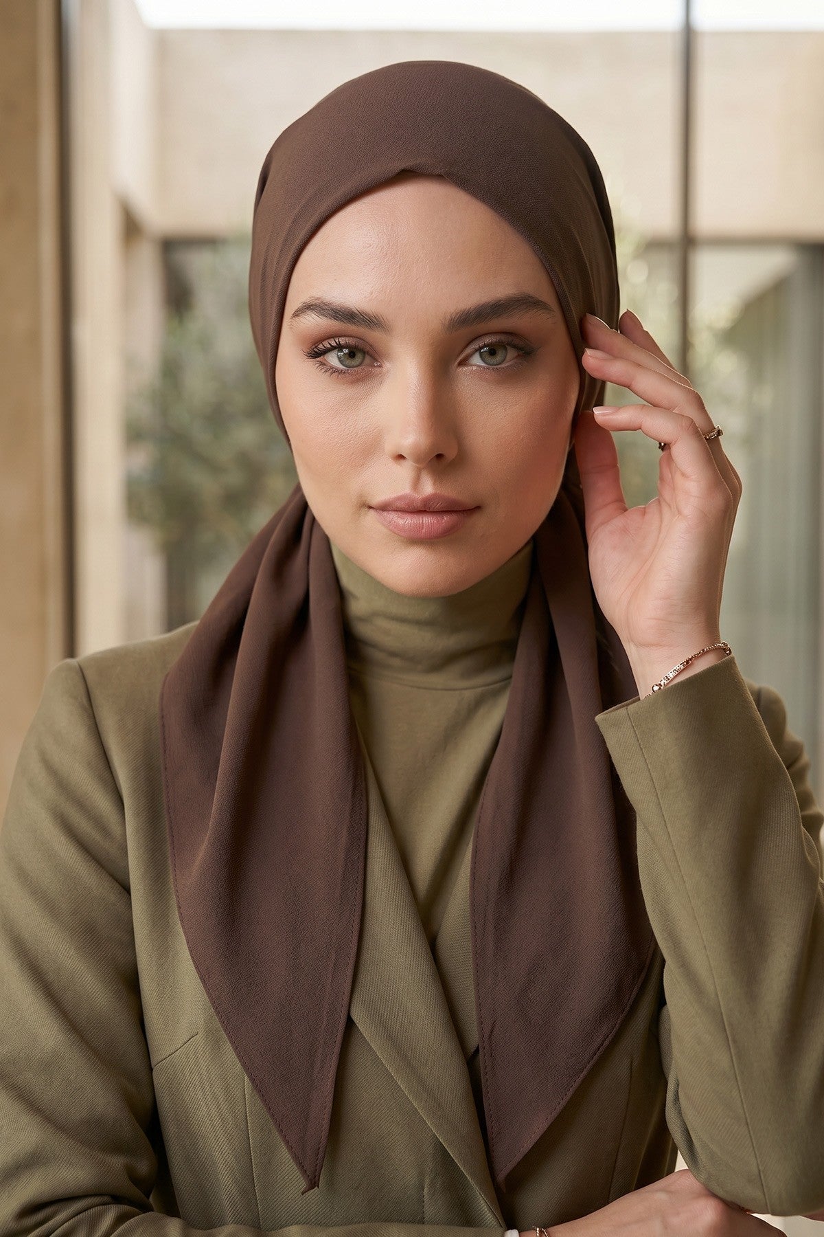 Ready-to-Wear Tie-Back Crepe Hijab Bonnet, Elegant Instant Modest Head Covering,B-101
