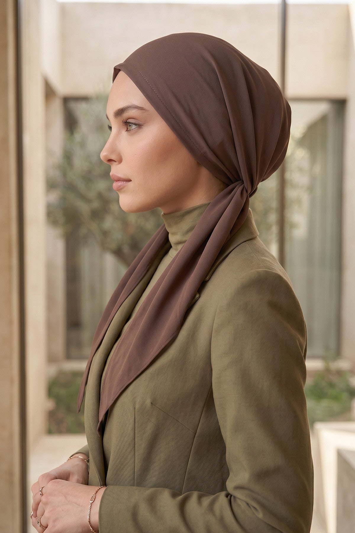 Ready-to-Wear Tie-Back Crepe Hijab Bonnet, Elegant Instant Modest Head Covering,B-101