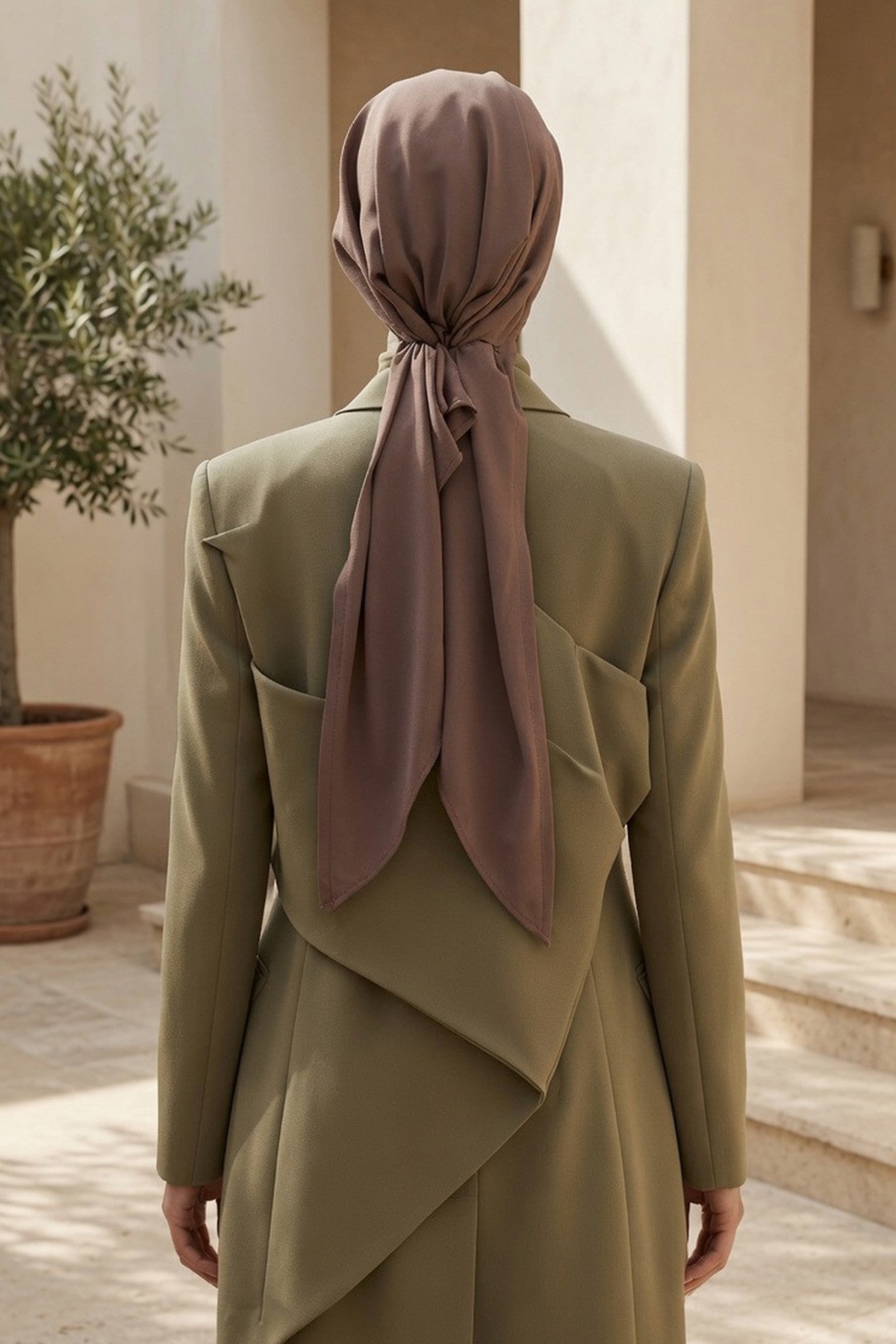 Ready-to-Wear Tie-Back Crepe Hijab Bonnet, Elegant Instant Modest Head Covering,B-101
