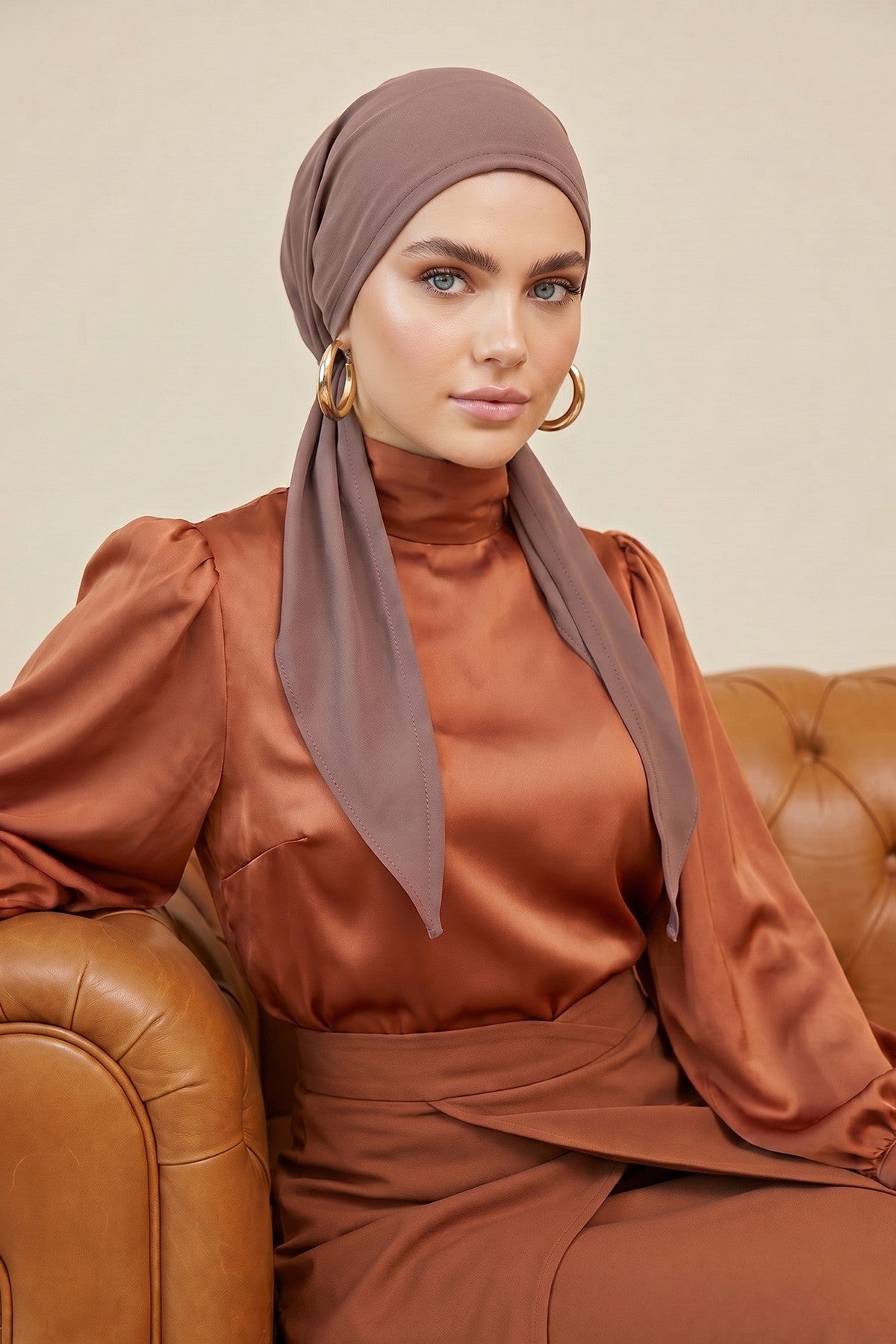Ready-to-Wear Tie-Back Crepe Hijab Bonnet, Elegant Instant Modest Head Covering,B-101