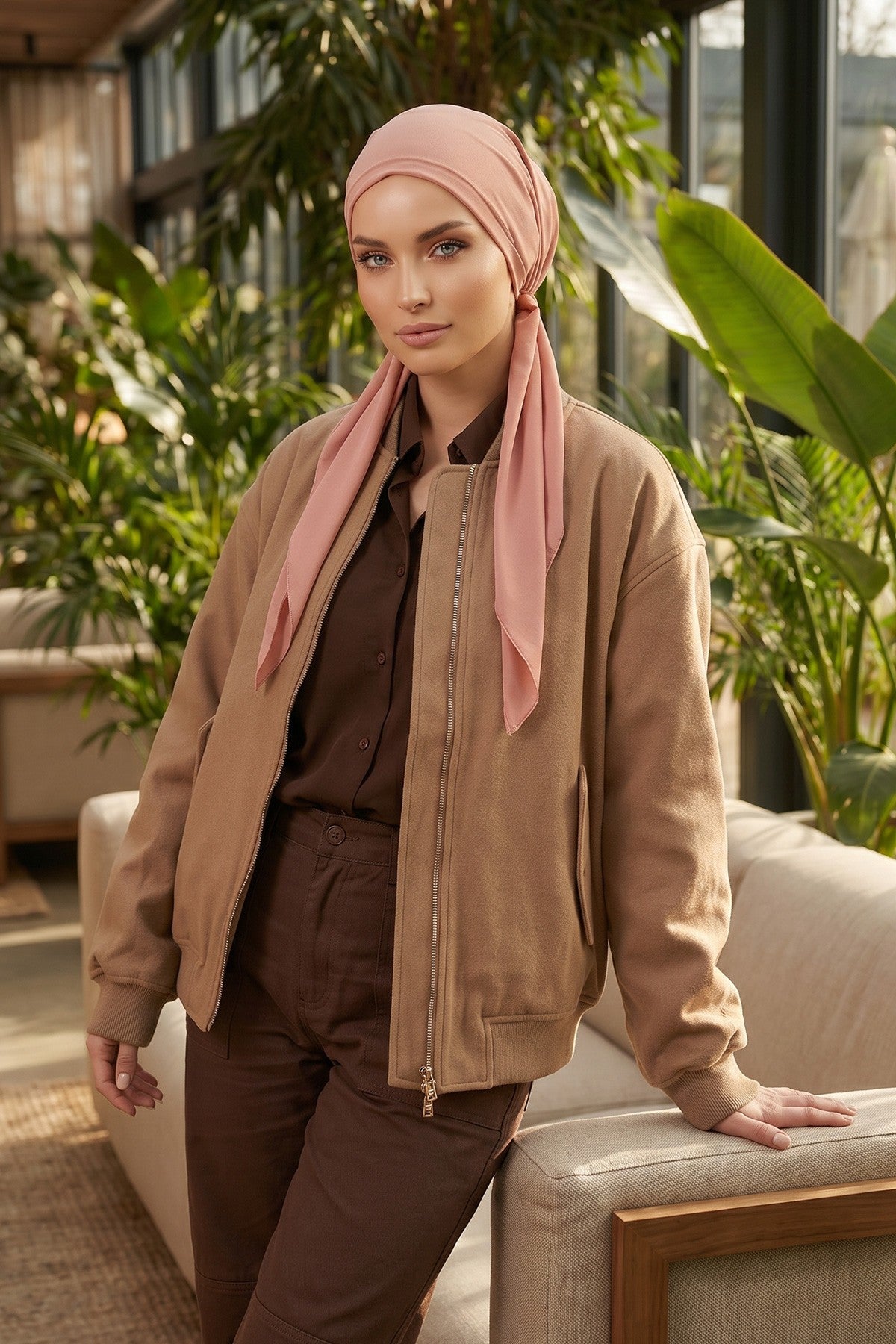 Ready-to-Wear Tie-Back Crepe Hijab Bonnet, Elegant Instant Modest Head Covering,B-101