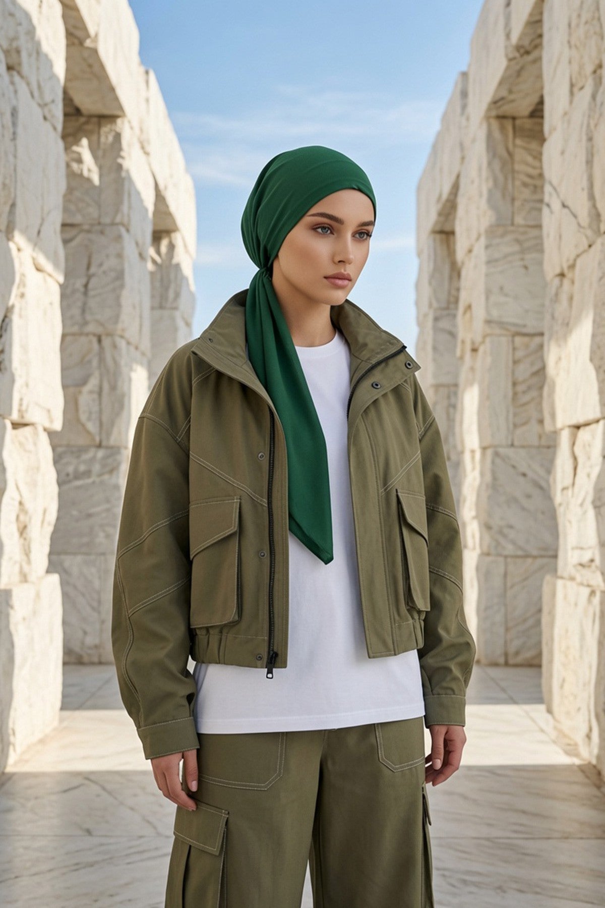 Ready-to-Wear Tie-Back Crepe Hijab Bonnet, Elegant Instant Modest Head Covering,B-101