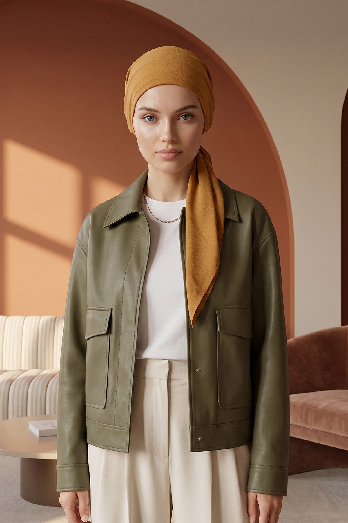 Ready-to-Wear Tie-Back Crepe Hijab Bonnet, Elegant Instant Modest Head Covering,B-101