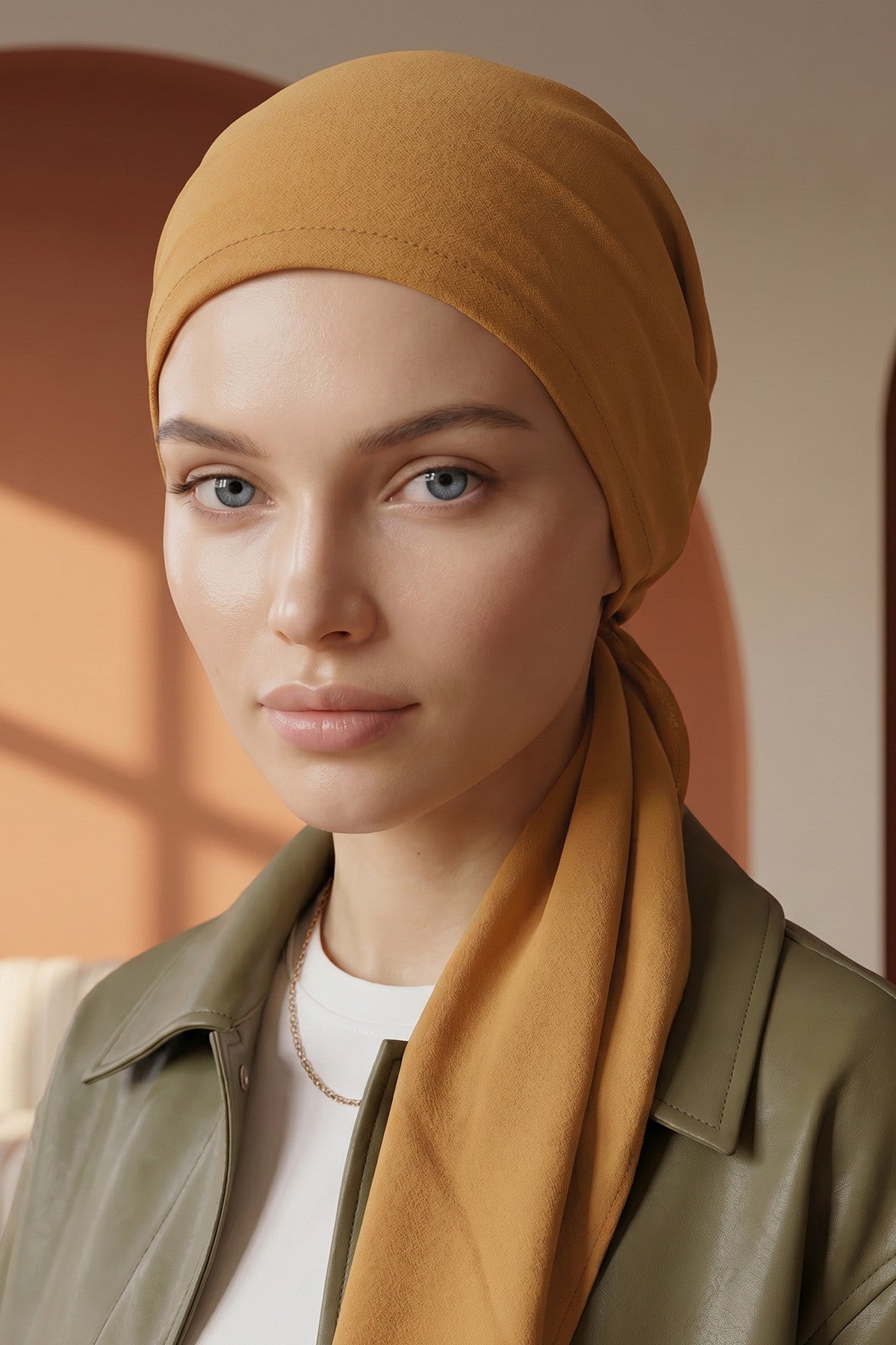 Ready-to-Wear Tie-Back Crepe Hijab Bonnet, Elegant Instant Modest Head Covering,B-101