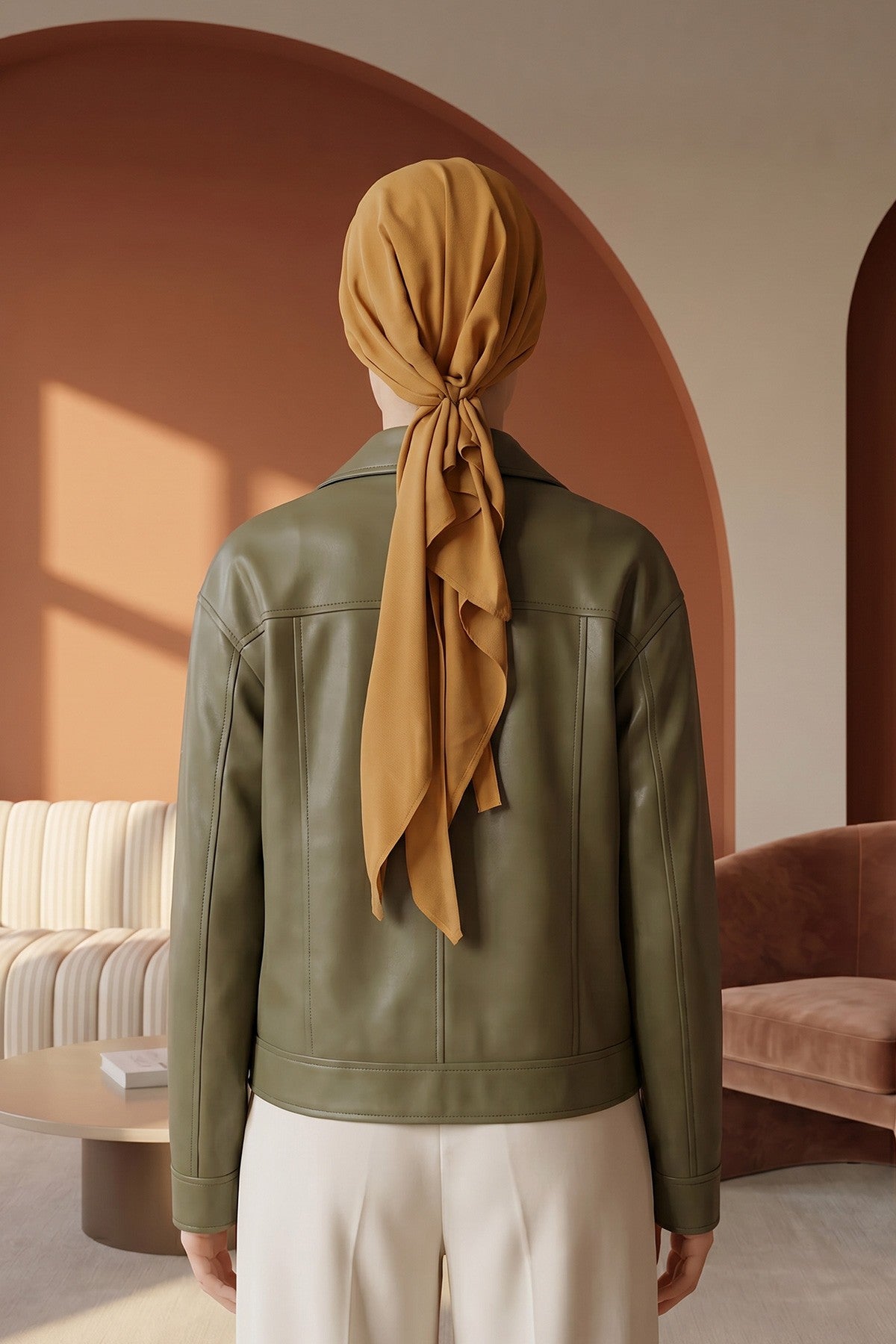 Ready-to-Wear Tie-Back Crepe Hijab Bonnet, Elegant Instant Modest Head Covering,B-101