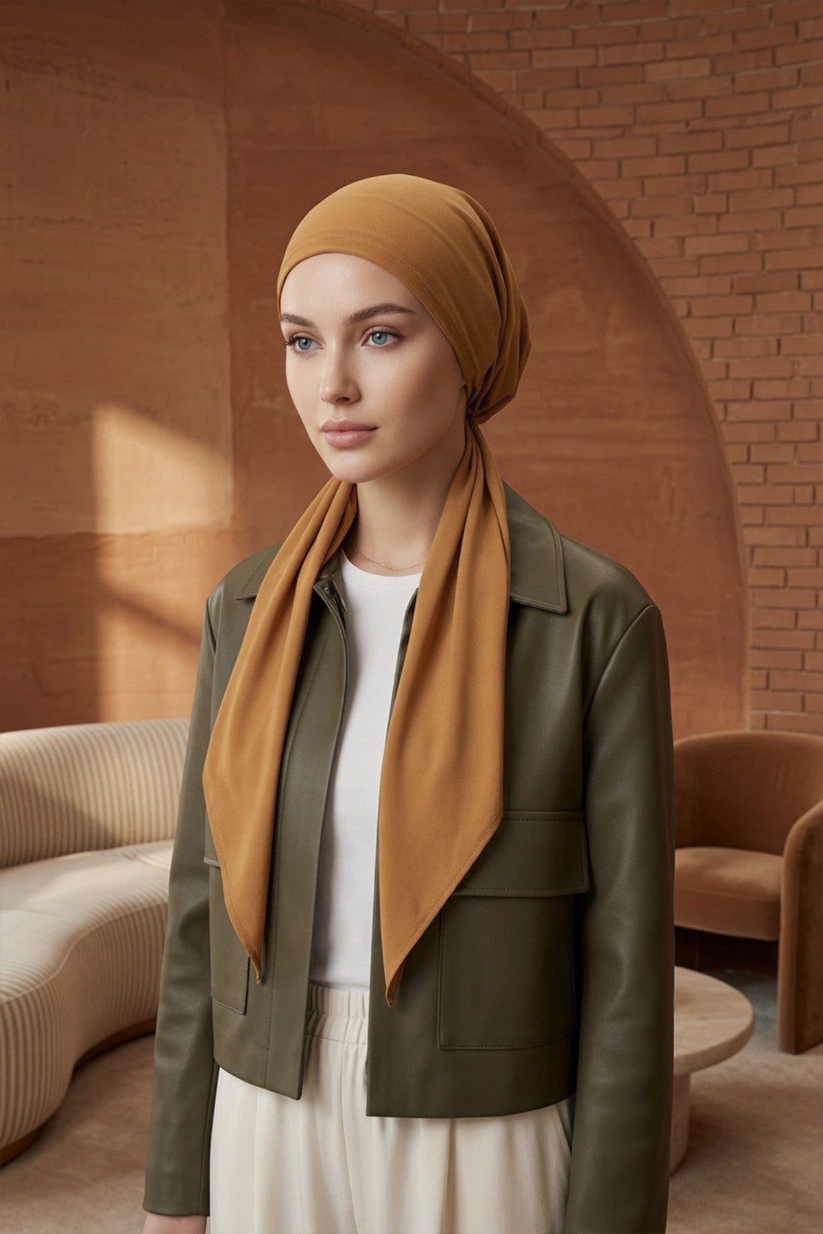 Ready-to-Wear Tie-Back Crepe Hijab Bonnet, Elegant Instant Modest Head Covering,B-101