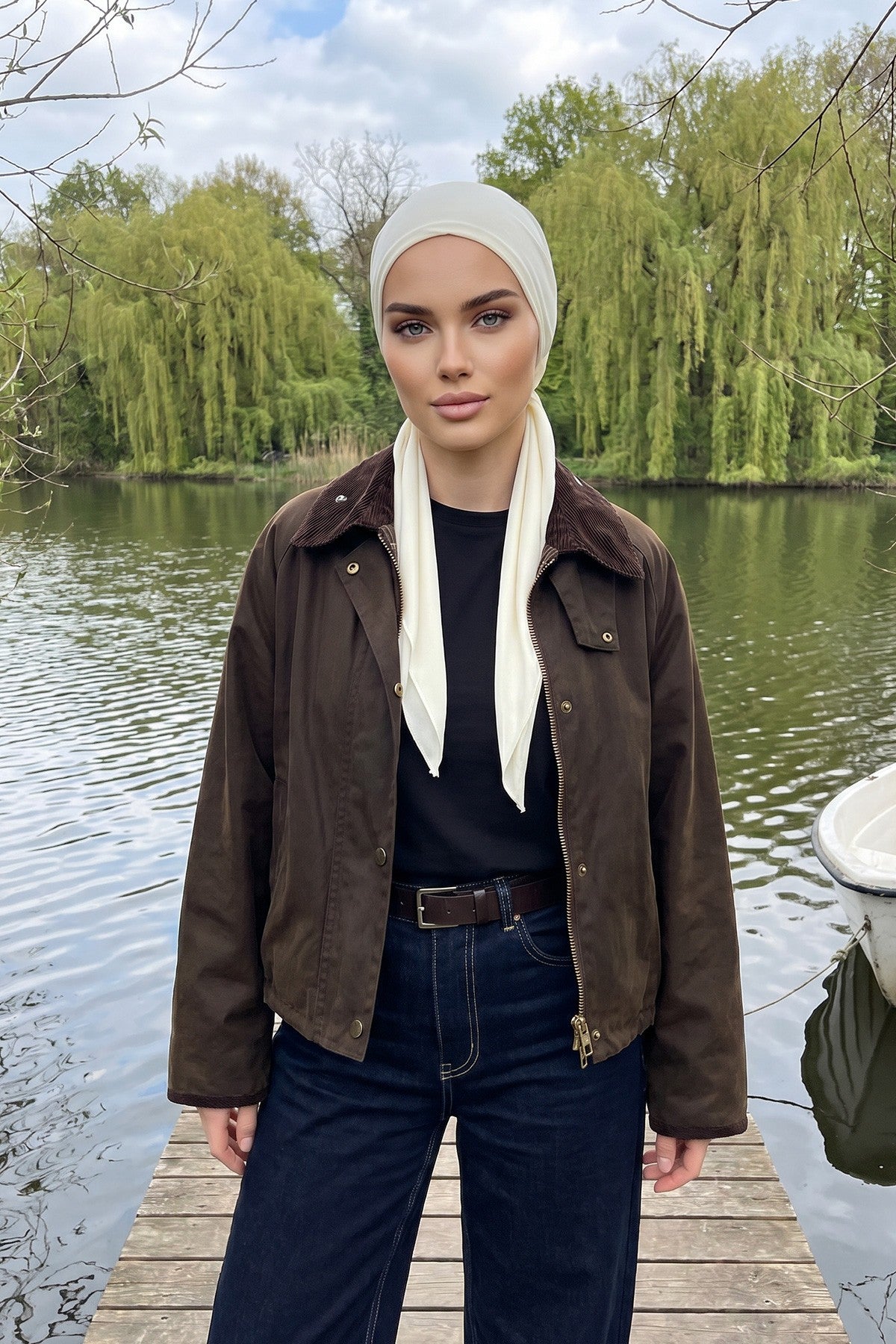Ready-to-Wear Tie-Back Crepe Hijab Bonnet, Elegant Instant Modest Head Covering,B-101