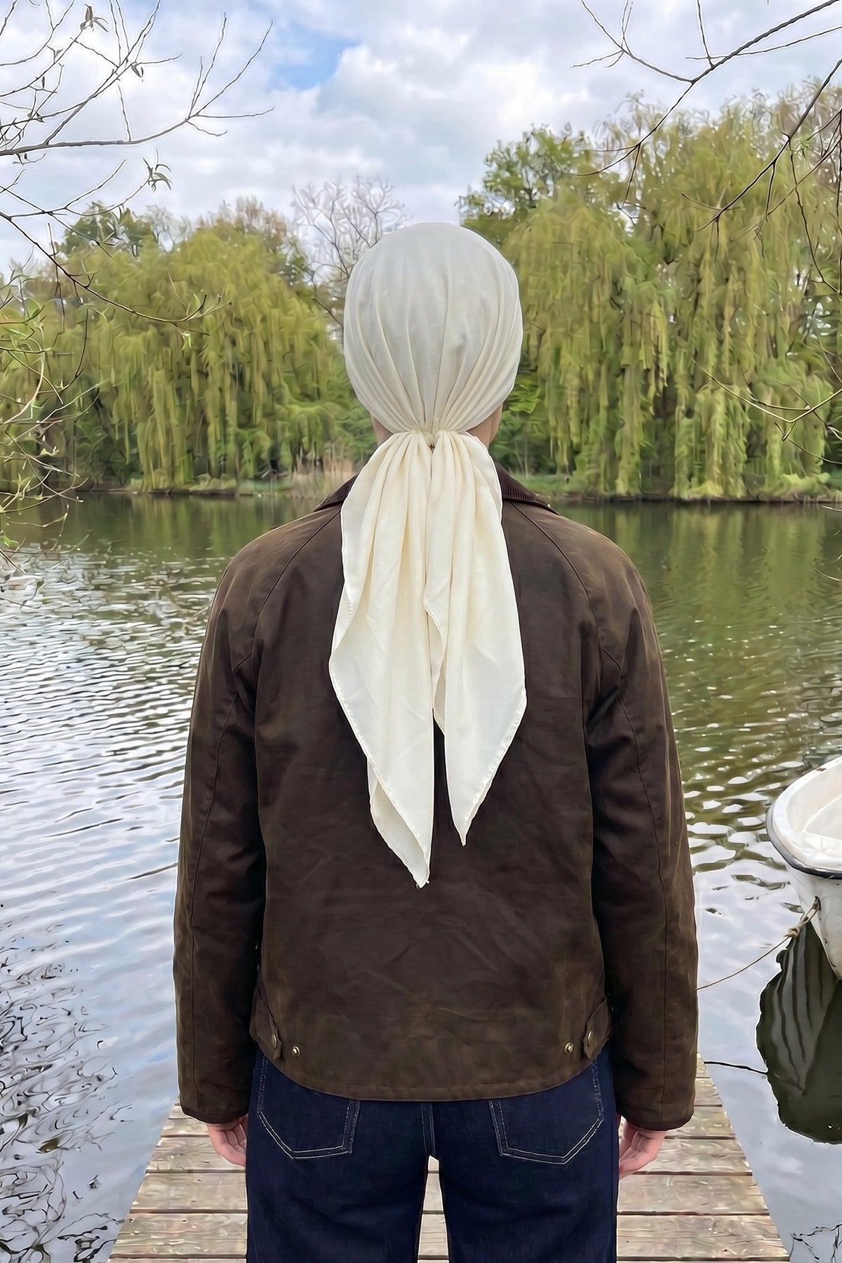 Ready-to-Wear Tie-Back Crepe Hijab Bonnet, Elegant Instant Modest Head Covering,B-101