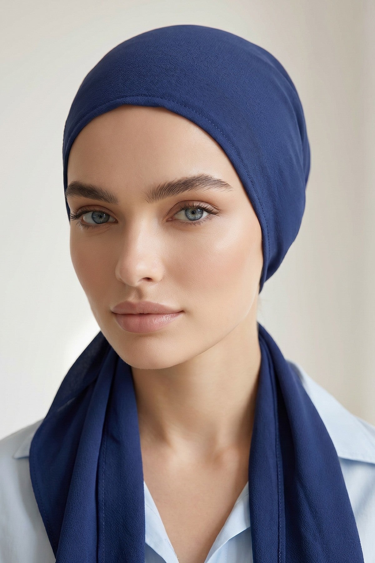 Ready-to-Wear Tie-Back Crepe Hijab Bonnet, Elegant Instant Modest Head Covering,B-101