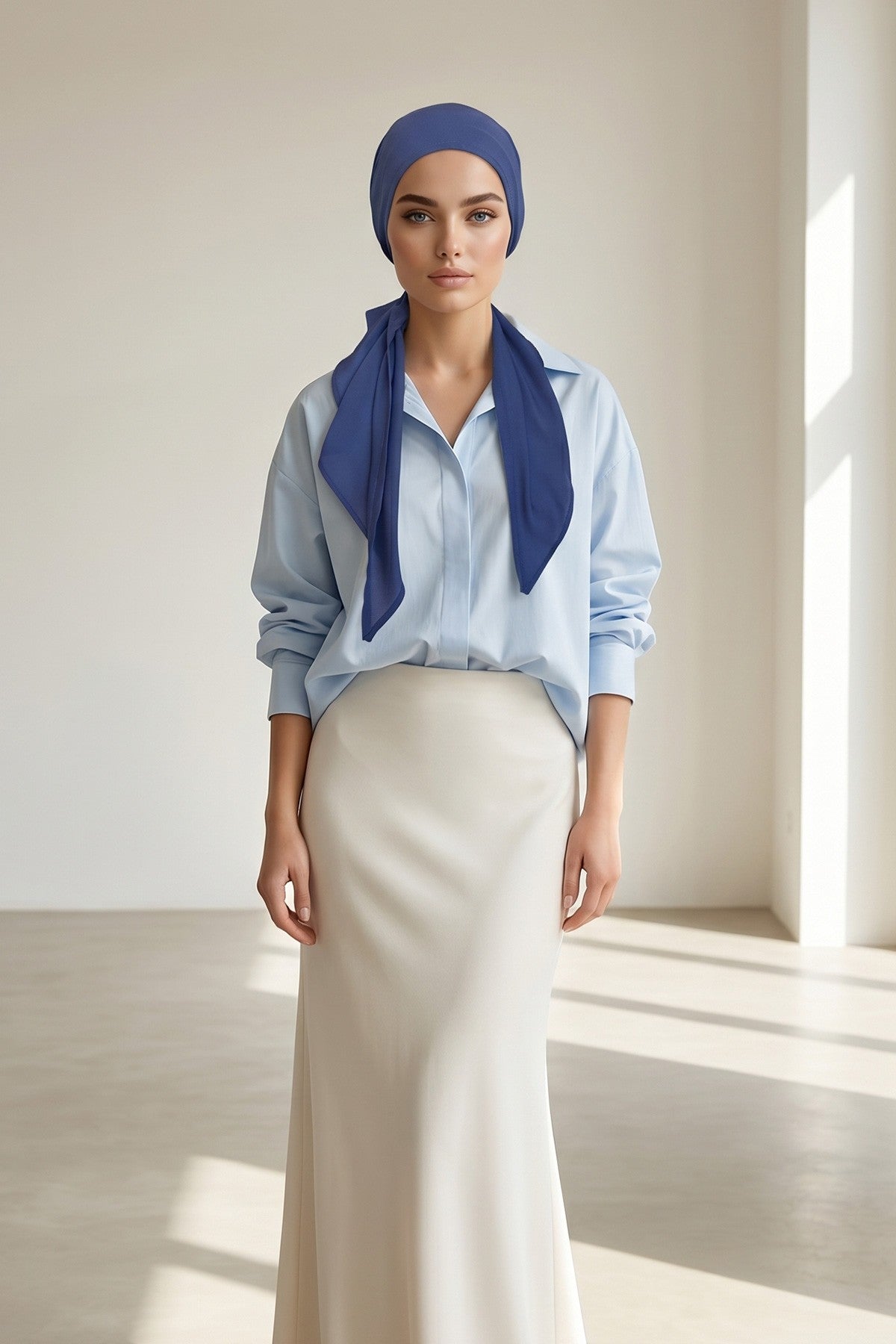 Ready-to-Wear Tie-Back Crepe Hijab Bonnet, Elegant Instant Modest Head Covering,B-101