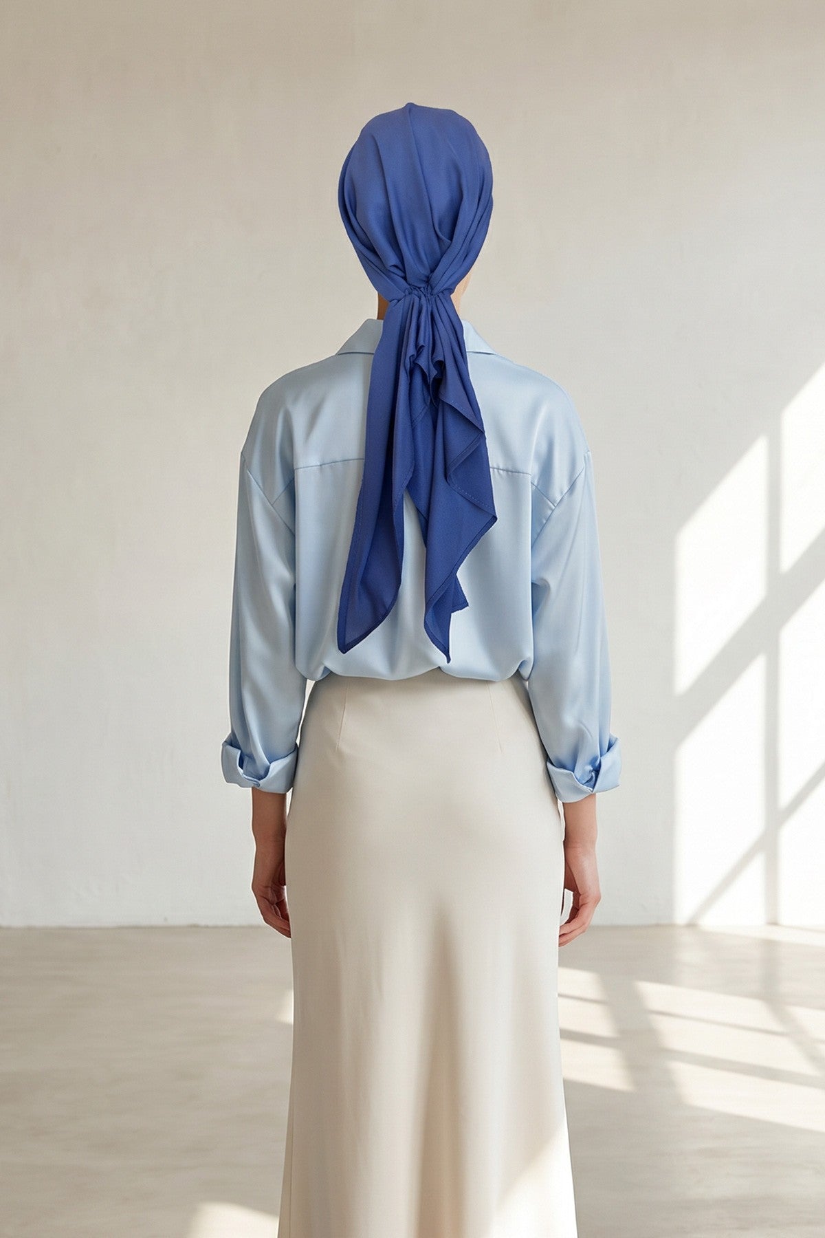 Ready-to-Wear Tie-Back Crepe Hijab Bonnet, Elegant Instant Modest Head Covering,B-101