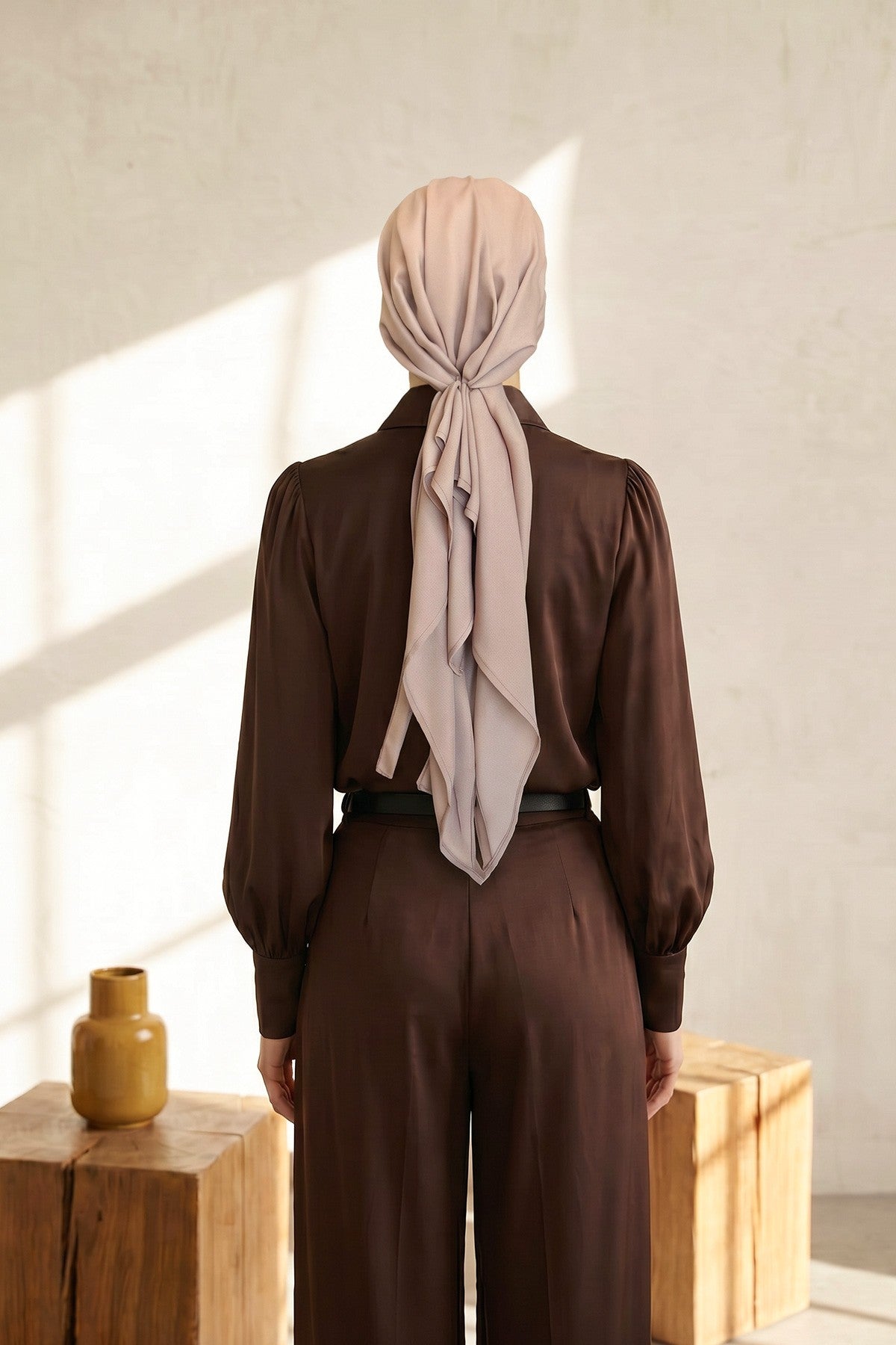 Ready-to-Wear Tie-Back Crepe Hijab Bonnet, Elegant Instant Modest Head Covering,B-101