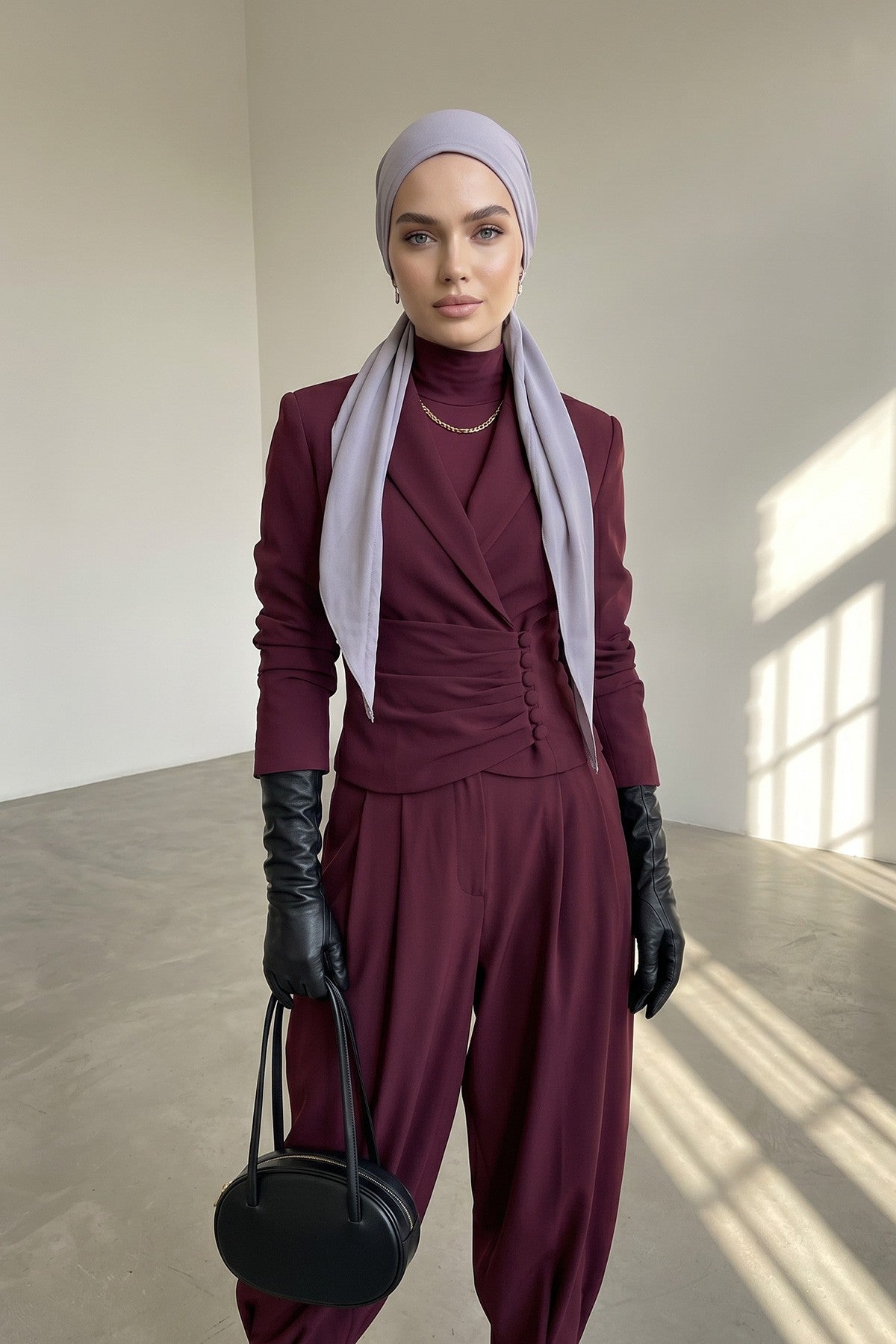 Ready-to-Wear Tie-Back Crepe Hijab Bonnet, Elegant Instant Modest Head Covering,B-101