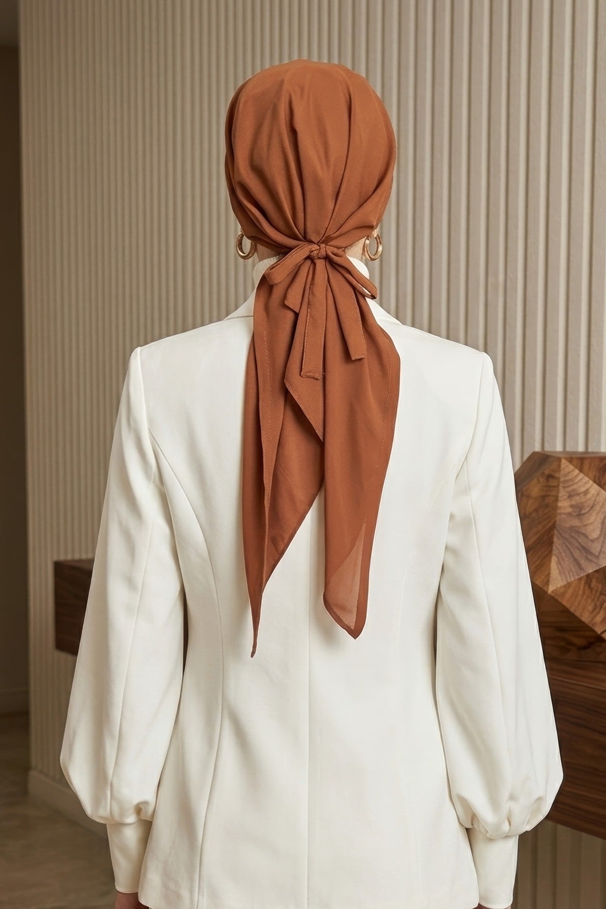 Ready-to-Wear Tie-Back Crepe Hijab Bonnet, Elegant Instant Modest Head Covering,B-101