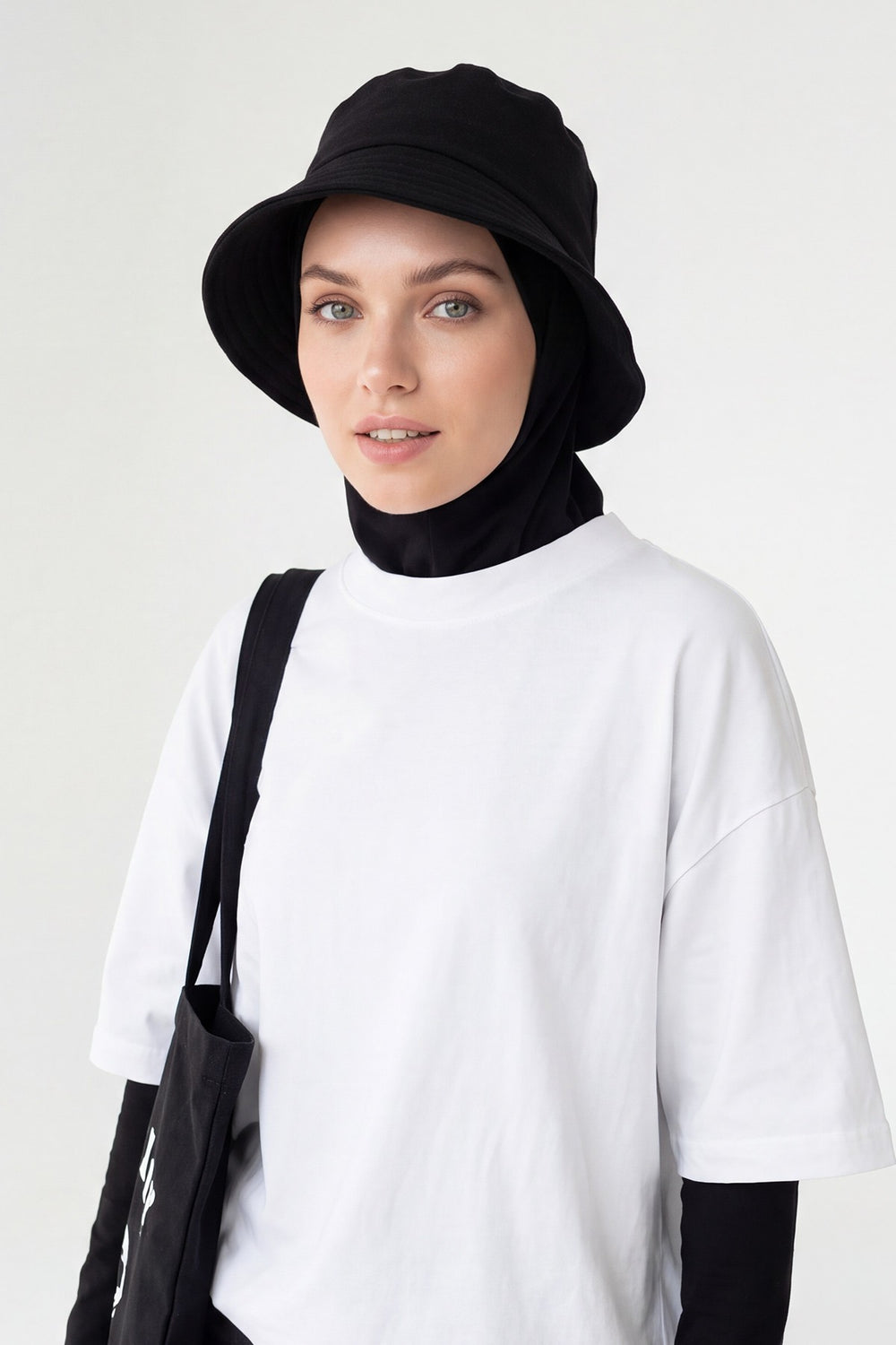 Modest Winter Bucket Hat with Attached Hijab and Neck Coverage,B-103O
