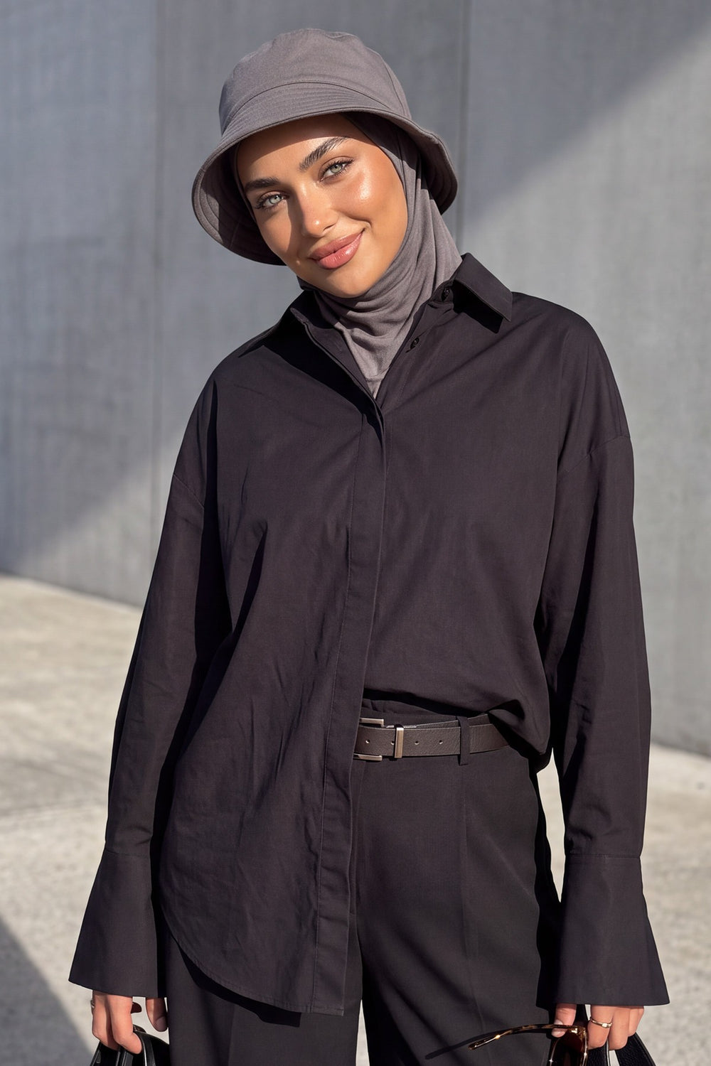 Modest Winter Bucket Hat with Attached Hijab and Neck Coverage,B-103O