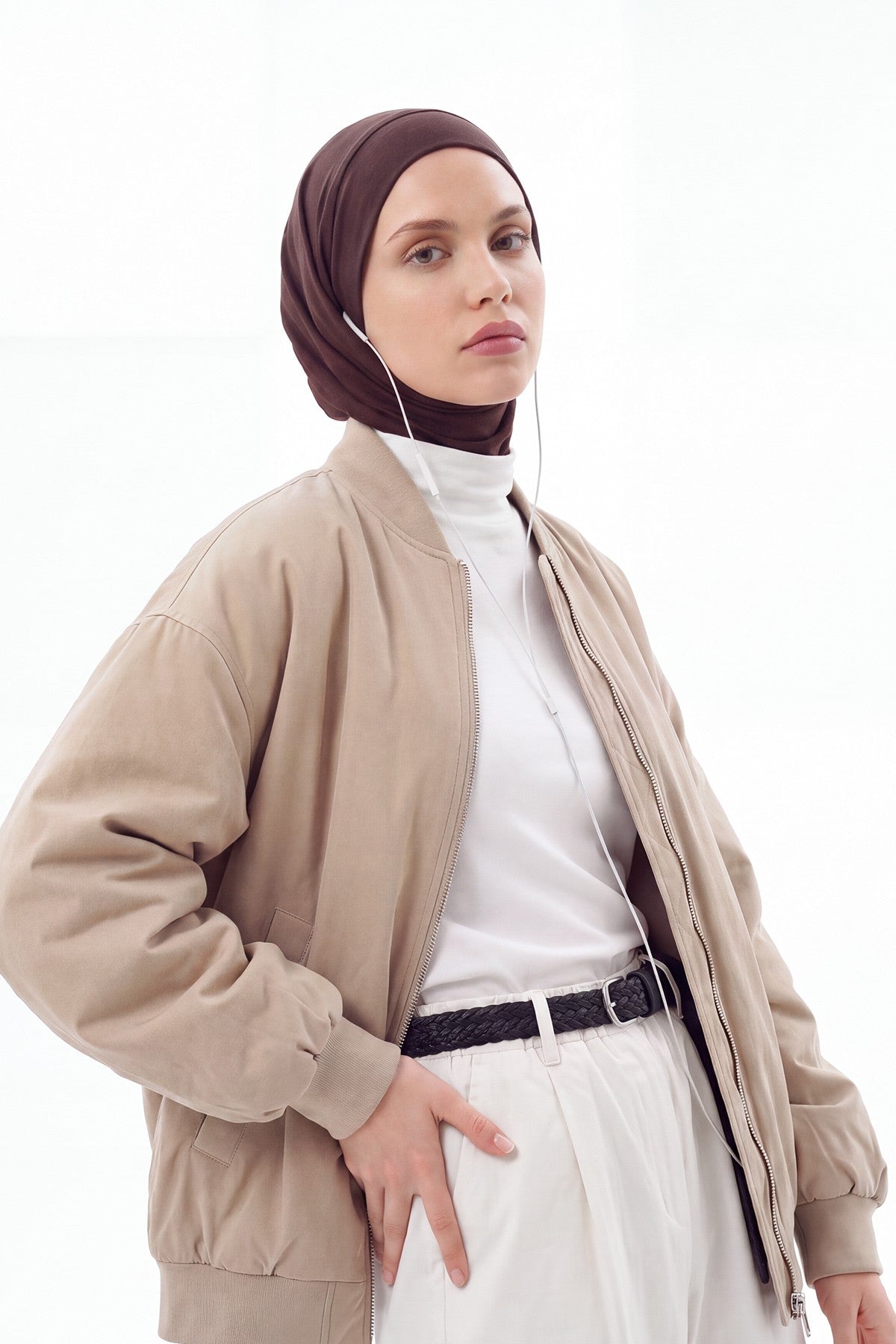 Ready-to-Wear Winter Hijab Bonnet with Built-In Neck Cover and Ear Access Points,B-94O