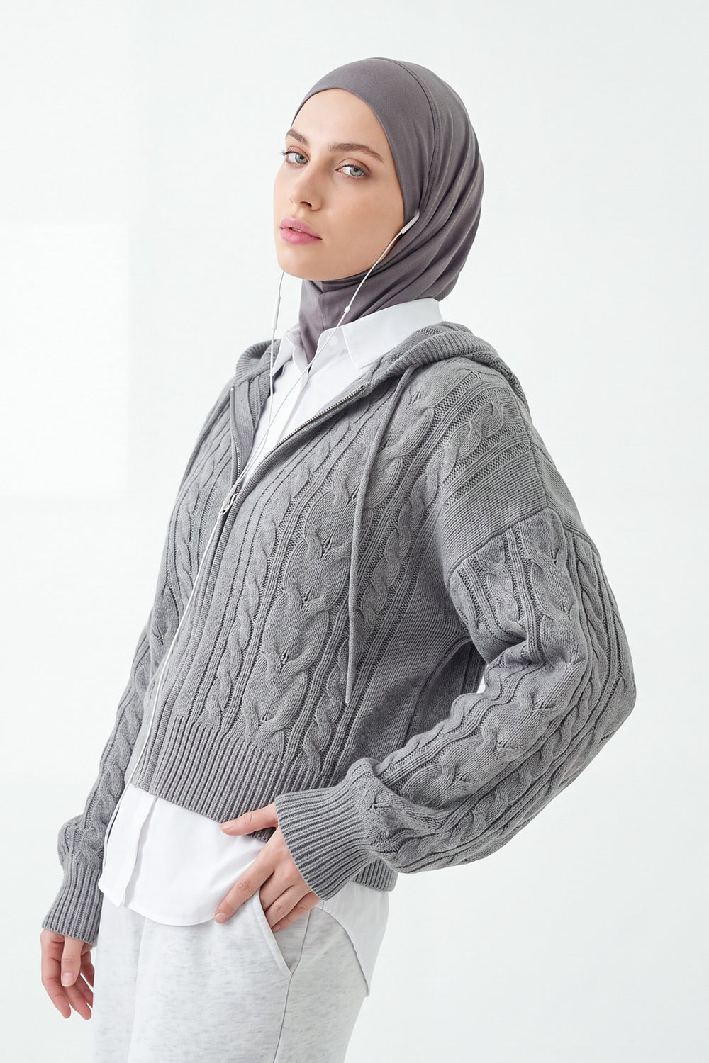 Ready-to-Wear Winter Hijab Bonnet with Built-In Neck Cover and Ear Access Points,B-94O