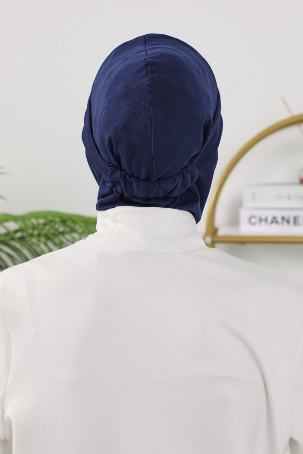 2 in 1 Modest Hijab Bonnet with Removable Visor, Instant Full Coverage Underscarf for Everyday Wear,B-82O Navy Blue