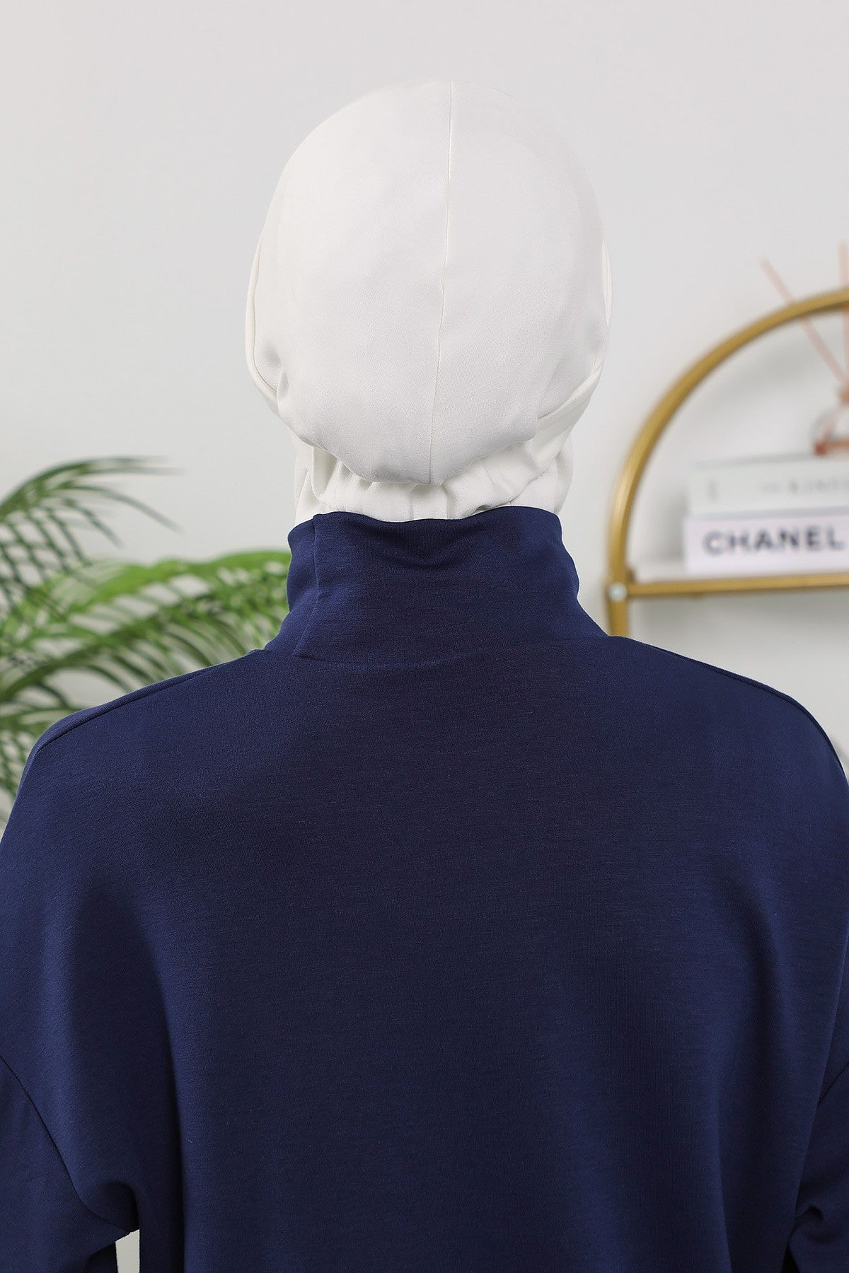 2 in 1 Modest Hijab Bonnet with Removable Visor, Instant Full Coverage Underscarf for Everyday Wear,B-82O Ecru