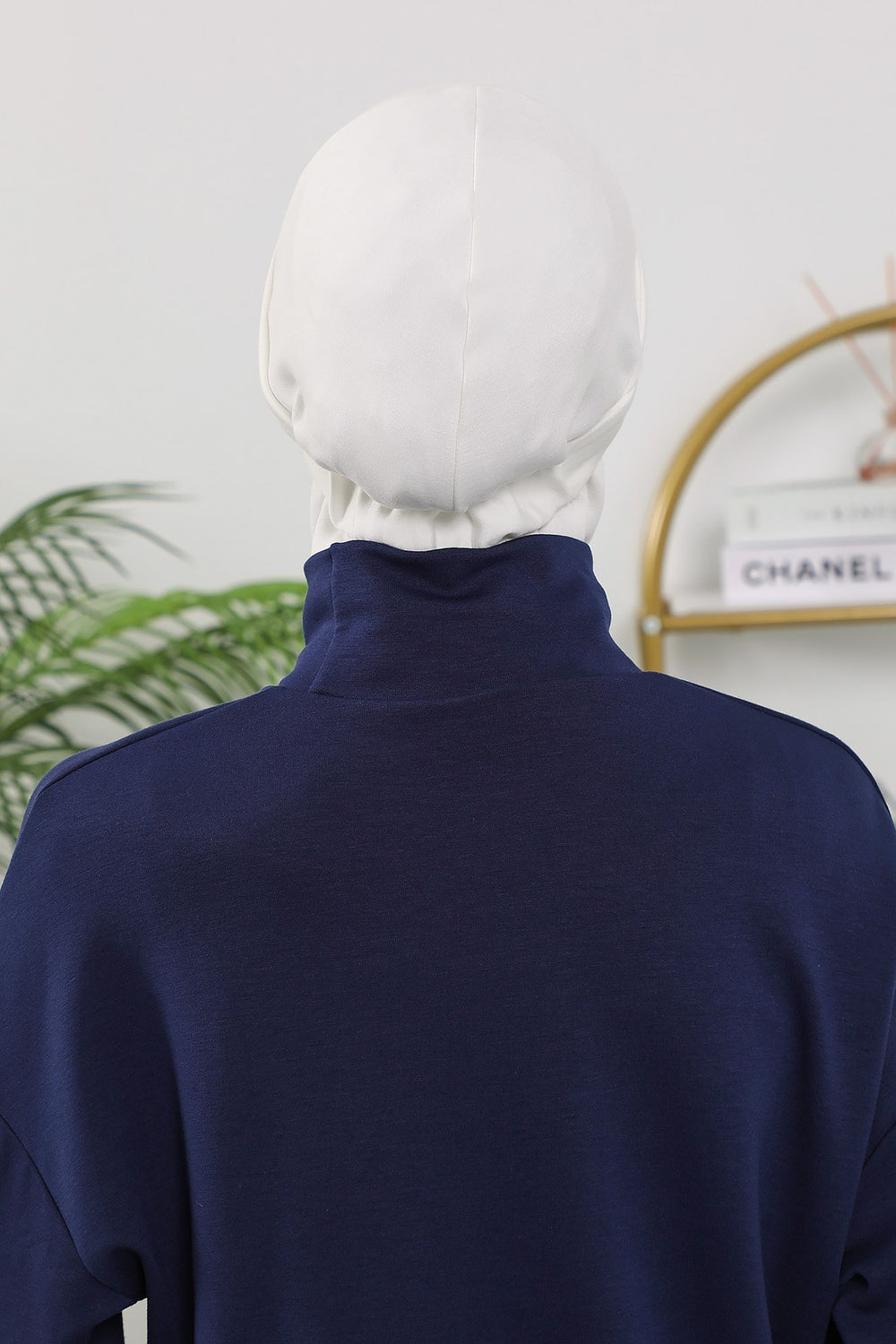 2 in 1 Modest Hijab Bonnet with Removable Visor, Instant Full Coverage Underscarf for Everyday Wear,B-82O Ecru