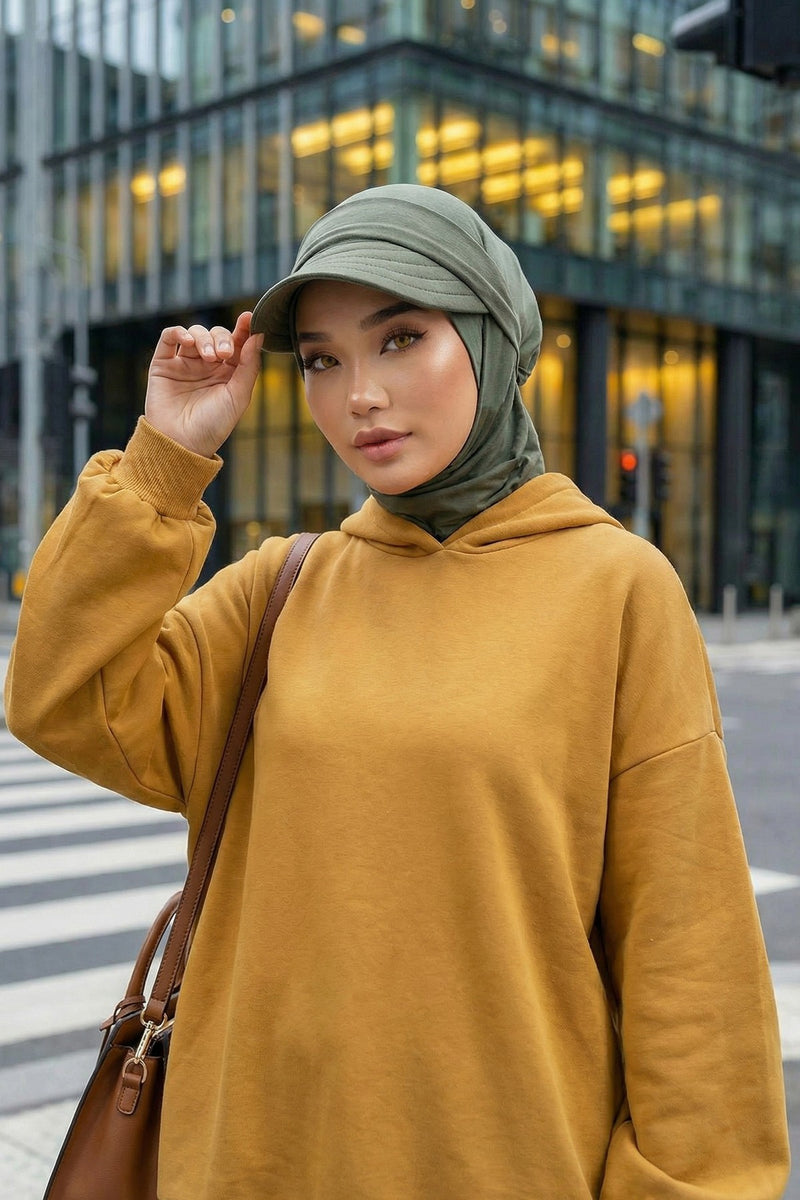 2 in 1 Modest Hijab Bonnet with Removable Visor, Instant Full Coverage Underscarf for Everyday Wear,B-82O