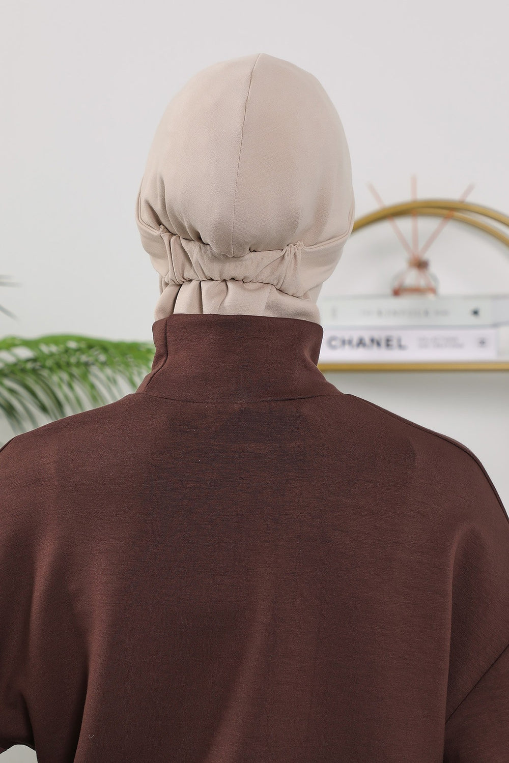 2 in 1 Modest Hijab Bonnet with Removable Visor, Instant Full Coverage Underscarf for Everyday Wear,B-82O Beige