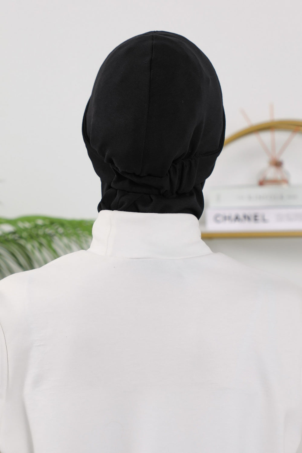2 in 1 Modest Hijab Bonnet with Removable Visor, Instant Full Coverage Underscarf for Everyday Wear,B-82O Black