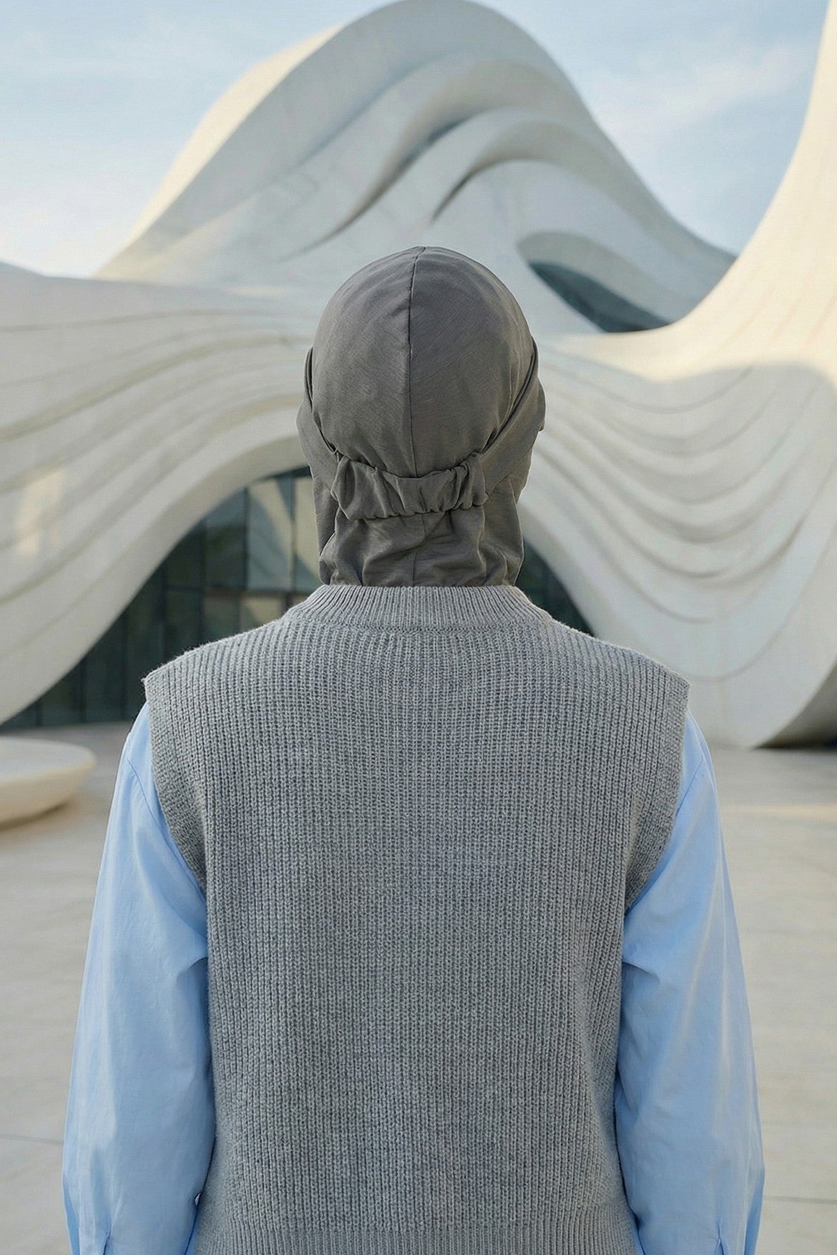 2 in 1 Modest Hijab Bonnet with Removable Visor, Instant Full Coverage Underscarf for Everyday Wear,B-82O Anthracite
