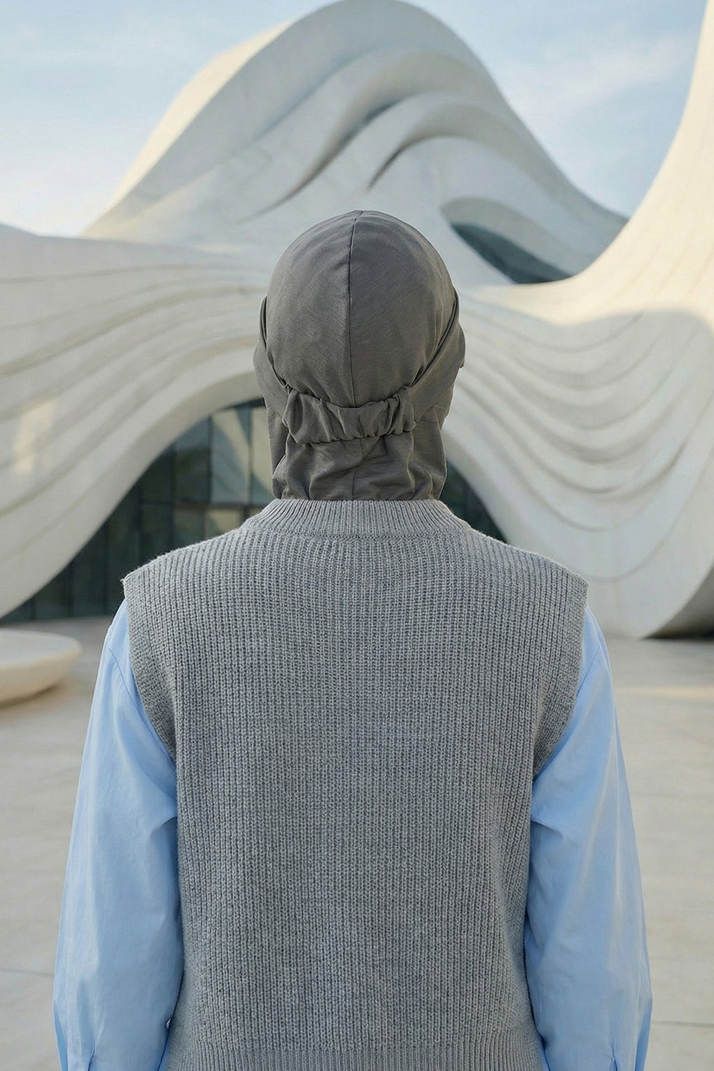 2 in 1 Modest Hijab Bonnet with Removable Visor, Instant Full Coverage Underscarf for Everyday Wear,B-82O Anthracite