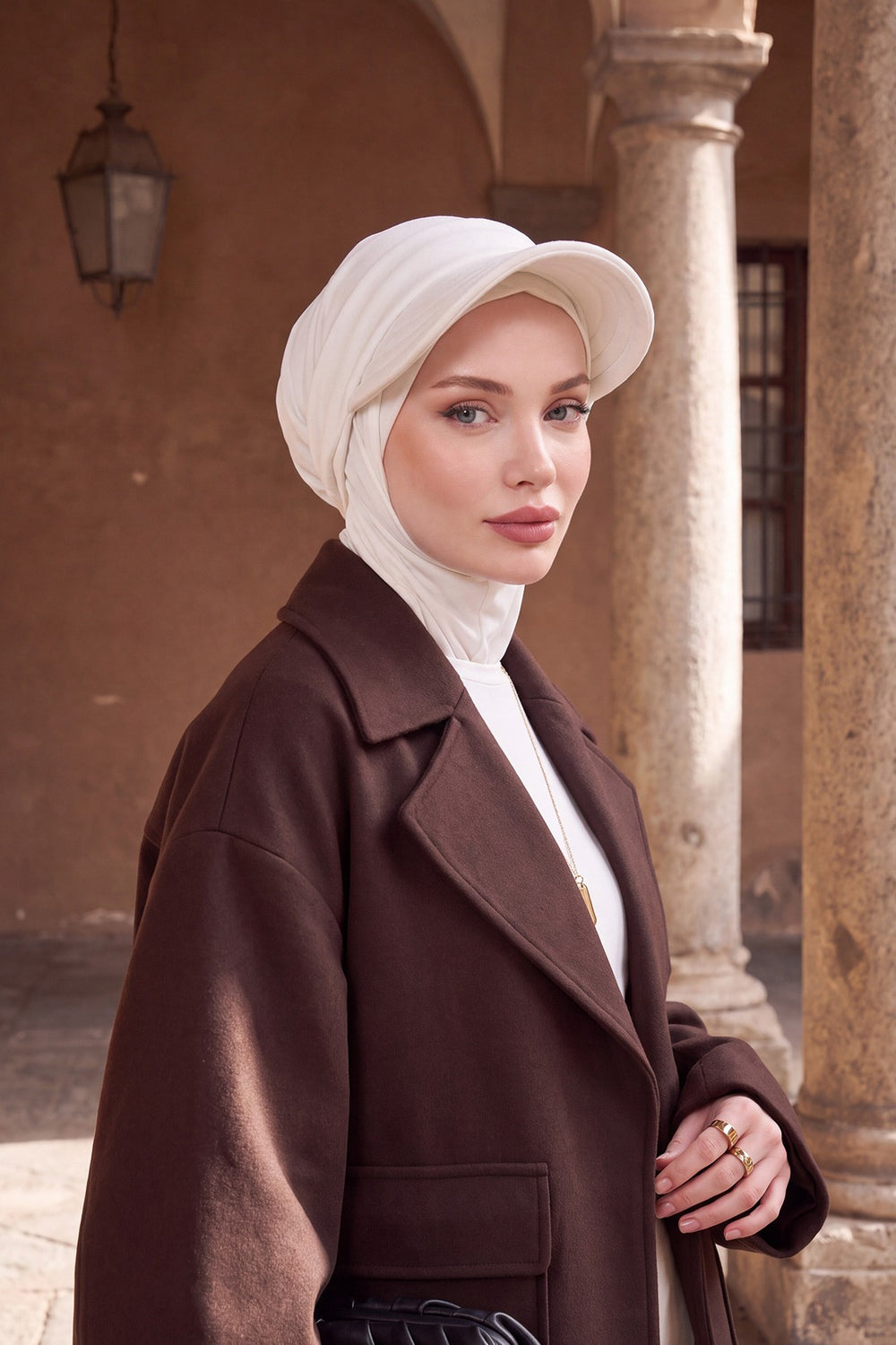 2 in 1 Modest Hijab Bonnet with Removable Visor, Instant Full Coverage Underscarf for Everyday Wear,B-82O