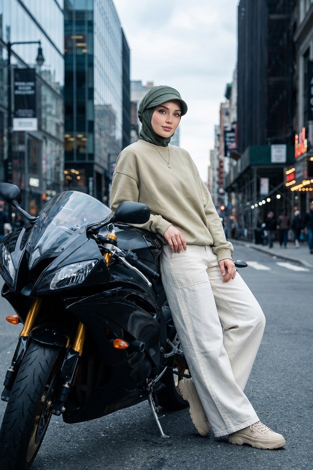 2 in 1 Modest Hijab Bonnet with Removable Visor, Instant Full Coverage Underscarf for Everyday Wear,B-82O