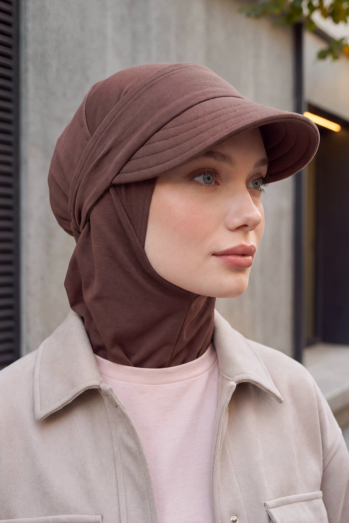 2 in 1 Modest Hijab Bonnet with Removable Visor, Instant Full Coverage Underscarf for Everyday Wear,B-82O