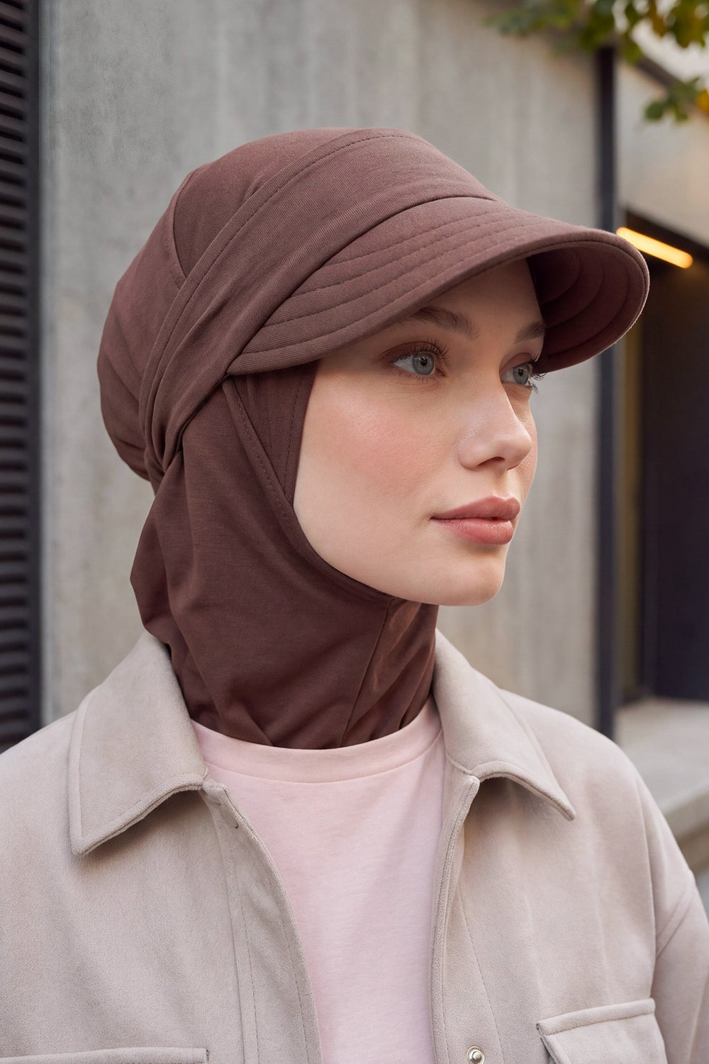 2 in 1 Modest Hijab Bonnet with Removable Visor, Instant Full Coverage Underscarf for Everyday Wear,B-82O