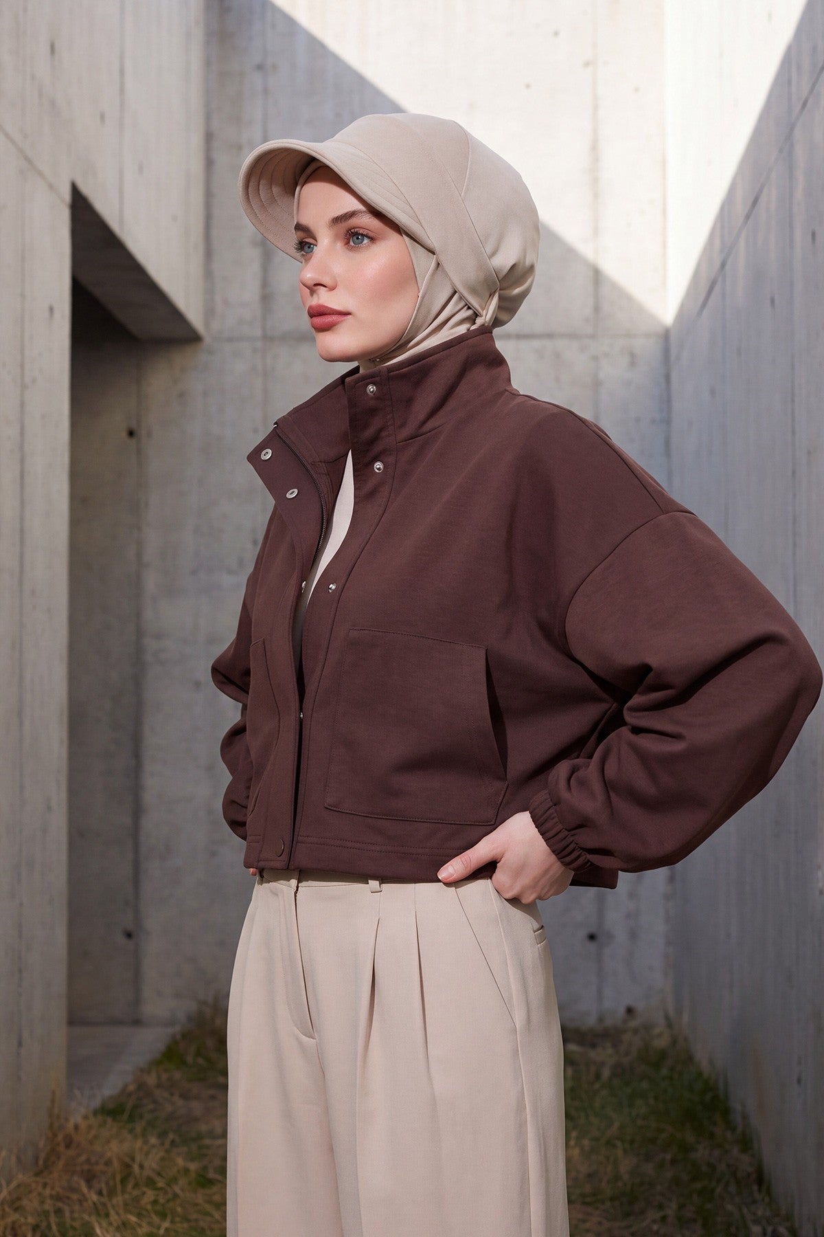 2 in 1 Modest Hijab Bonnet with Removable Visor, Instant Full Coverage Underscarf for Everyday Wear,B-82O