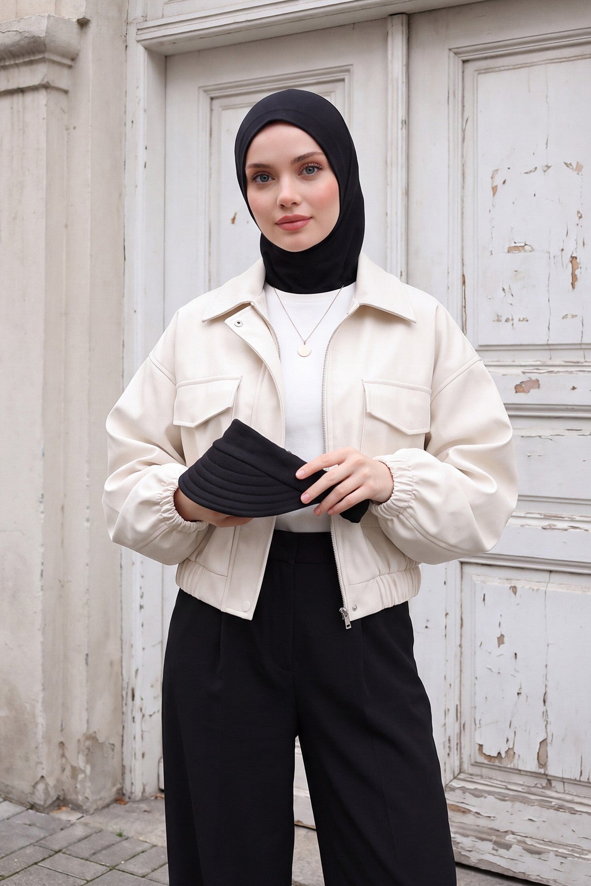 2 in 1 Modest Hijab Bonnet with Removable Visor, Instant Full Coverage Underscarf for Everyday Wear,B-82O