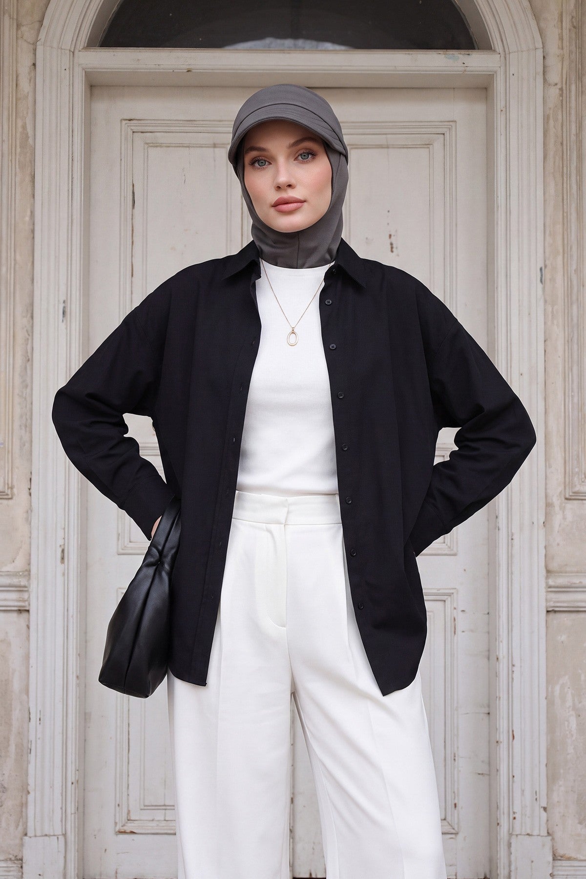 2 in 1 Modest Hijab Bonnet with Removable Visor, Instant Full Coverage Underscarf for Everyday Wear,B-82O