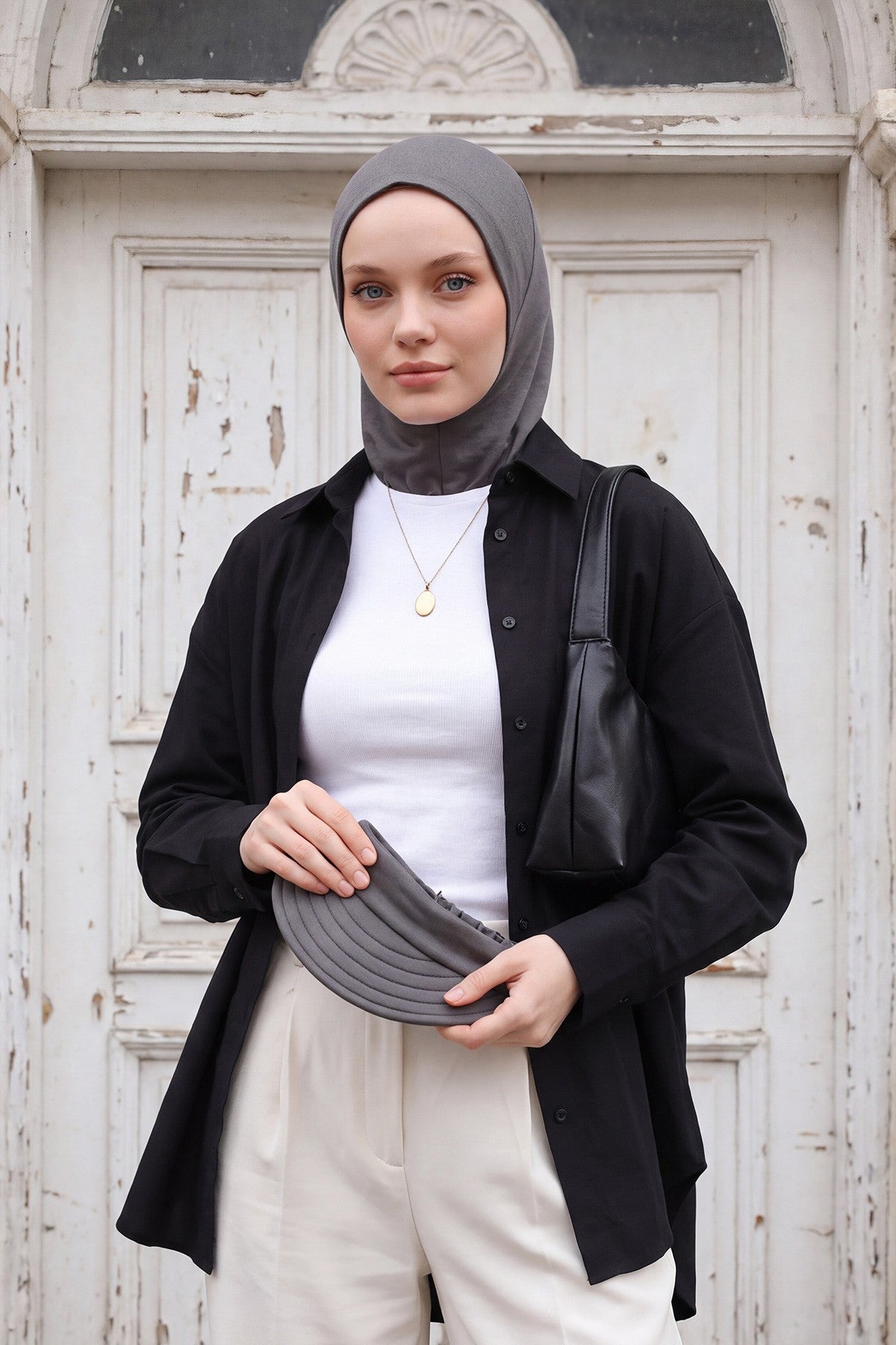 2 in 1 Modest Hijab Bonnet with Removable Visor, Instant Full Coverage Underscarf for Everyday Wear,B-82O