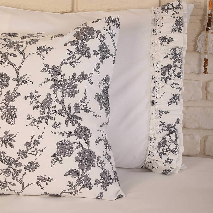 2-Pack Farmhouse Floral Design Pillowcases  50 x 70 cm Colorful Flowers Print Pillow Covers Envelope Closure Cotton Fabric,YK-57
