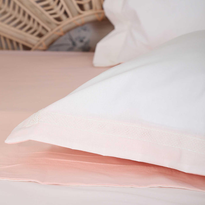 2-Pack Trimmed Plain Pillowcases with Lace  50 x 70 cm (20 x 28 inch) Pillow Covers Cotton Fabric Envelope Closure Set of 2,YK-31
