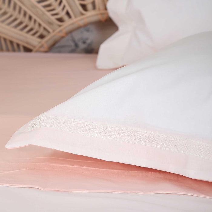 2-Pack Trimmed Plain Pillowcases with Lace  50 x 70 cm (20 x 28 inch) Pillow Covers Cotton Fabric Envelope Closure Set of 2,YK-31