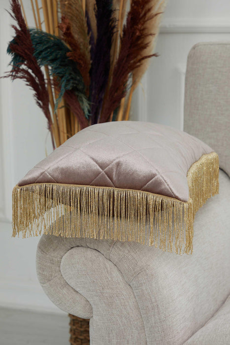 20x12 Quilted Velvet Long Fringes Throw Pillow Cover, Large Decorative Pillow Cover for Housewarming Gift, Modern Fringe Lumbar Pillow,K-354