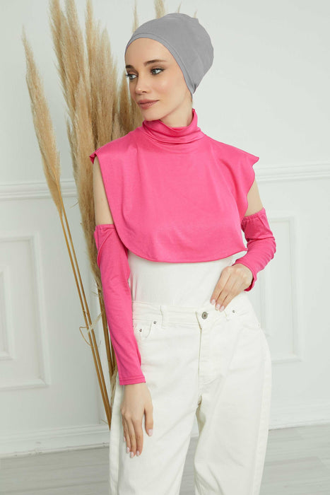 3 in 1 Neck Cover and Pair of Sleeve Extenders, Versatile Neck Coverage with Coordinating Dual Arm Warmers, Multipack Hijab Wear,KPT-2