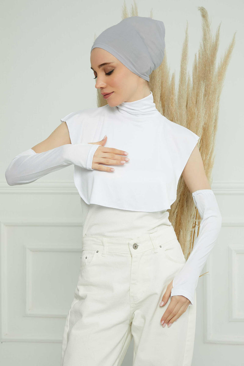 3 in 1 Neck Cover and Pair of Sleeve Extenders, Versatile Neck Coverage with Coordinating Dual Arm Warmers, Multipack Hijab Wear,KPT-2