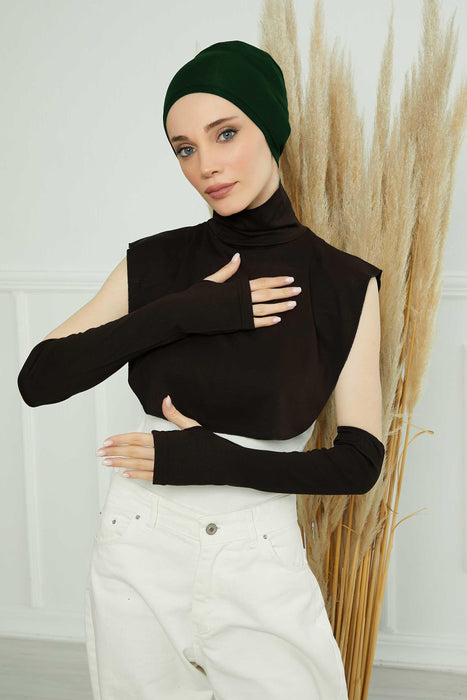 3 in 1 Neck Cover and Pair of Sleeve Extenders, Versatile Neck Coverage with Coordinating Dual Arm Warmers, Multipack Hijab Wear,KPT-2
